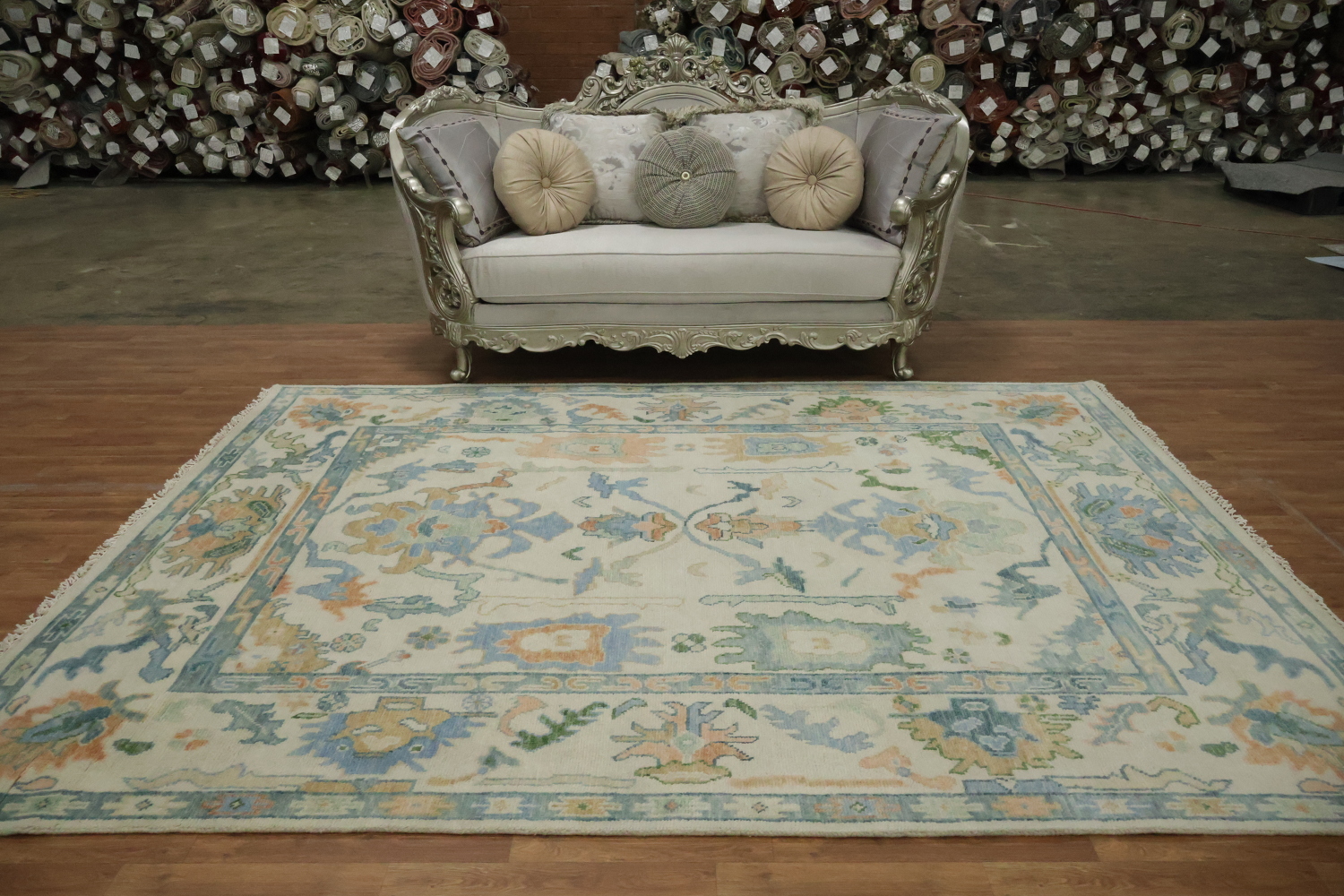Ivory and Blue Oriental Rug Perfect for Living Room Ambiance 8' x 10'