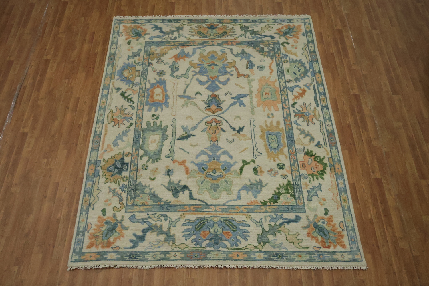 Ivory and Blue Oriental Rug Perfect for Living Room Ambiance 8' x 10'