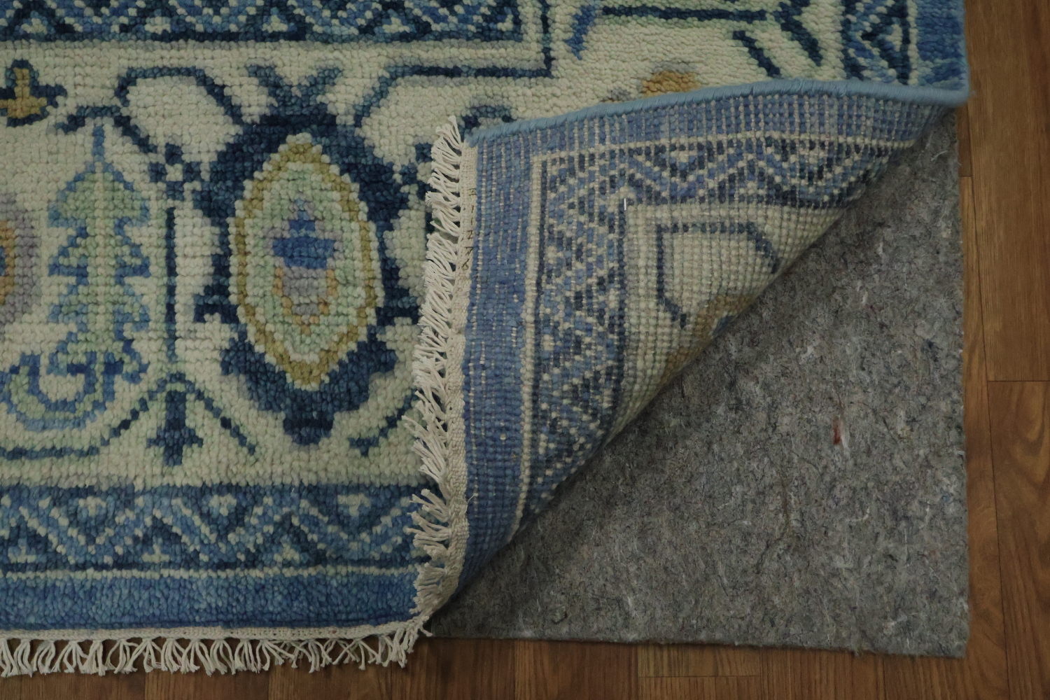 Premium 8x10 Blue Oushak Rug - Hand-Made Wool Traditional Area Rug