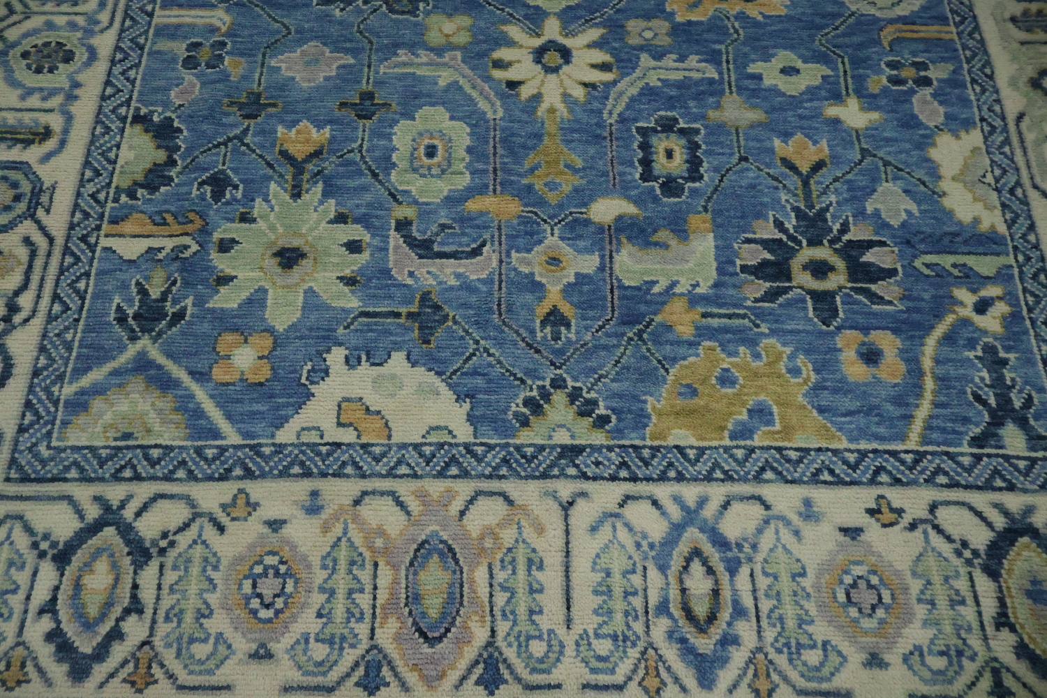 Premium 8x10 Blue Oushak Rug - Hand-Made Wool Traditional Area Rug