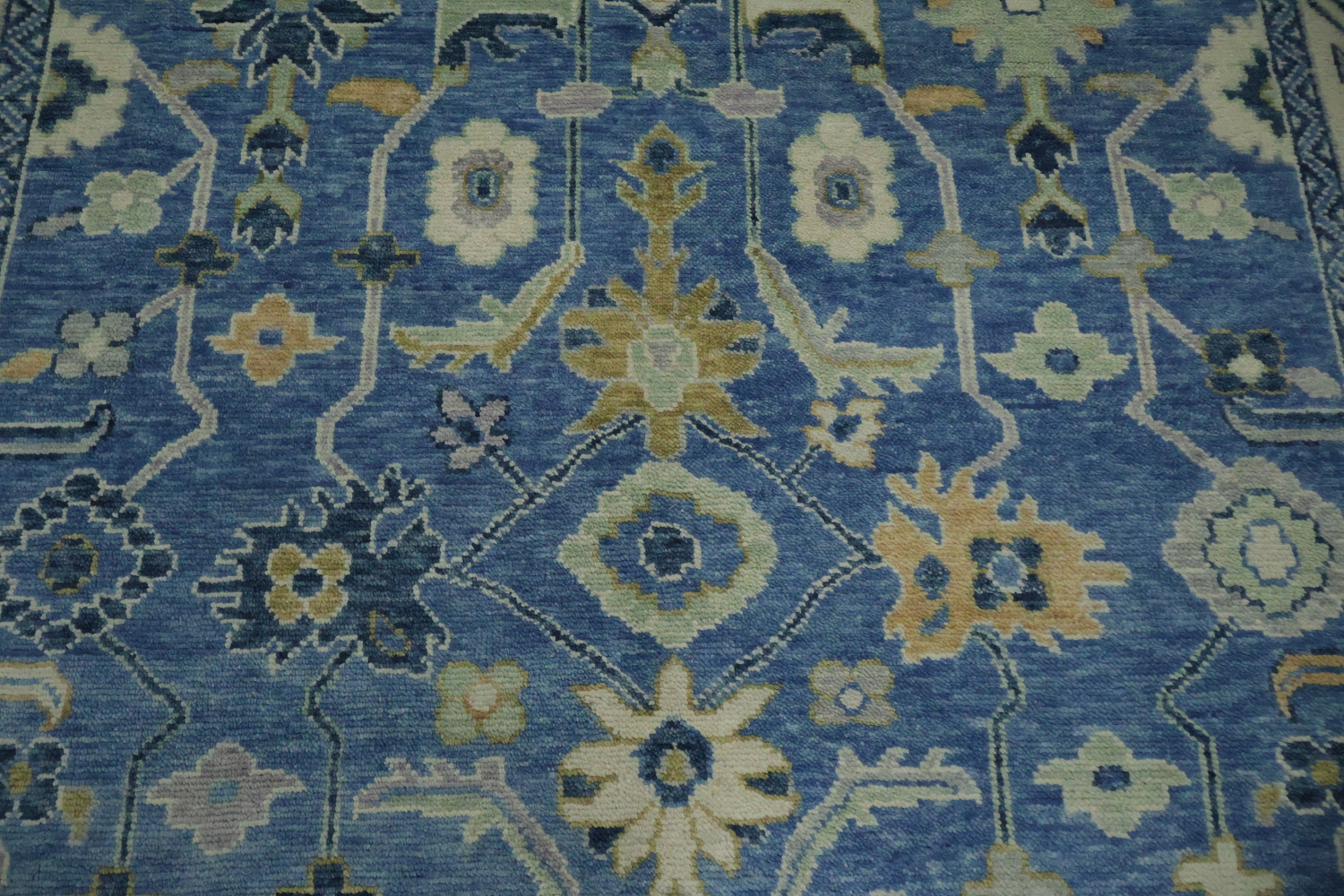 Premium 8x10 Blue Oushak Rug - Hand-Made Wool Traditional Area Rug