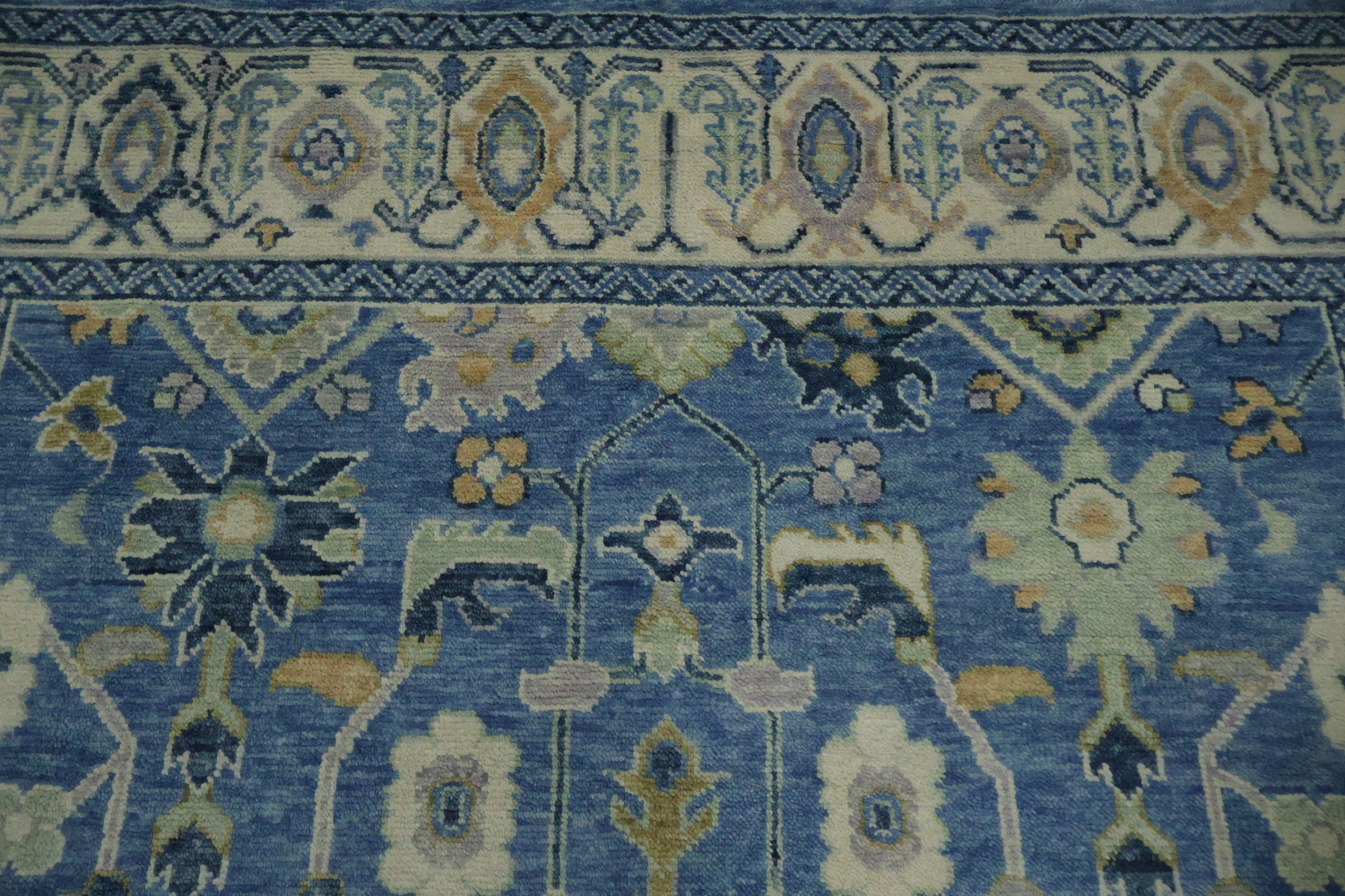 Premium 8x10 Blue Oushak Rug - Hand-Made Wool Traditional Area Rug
