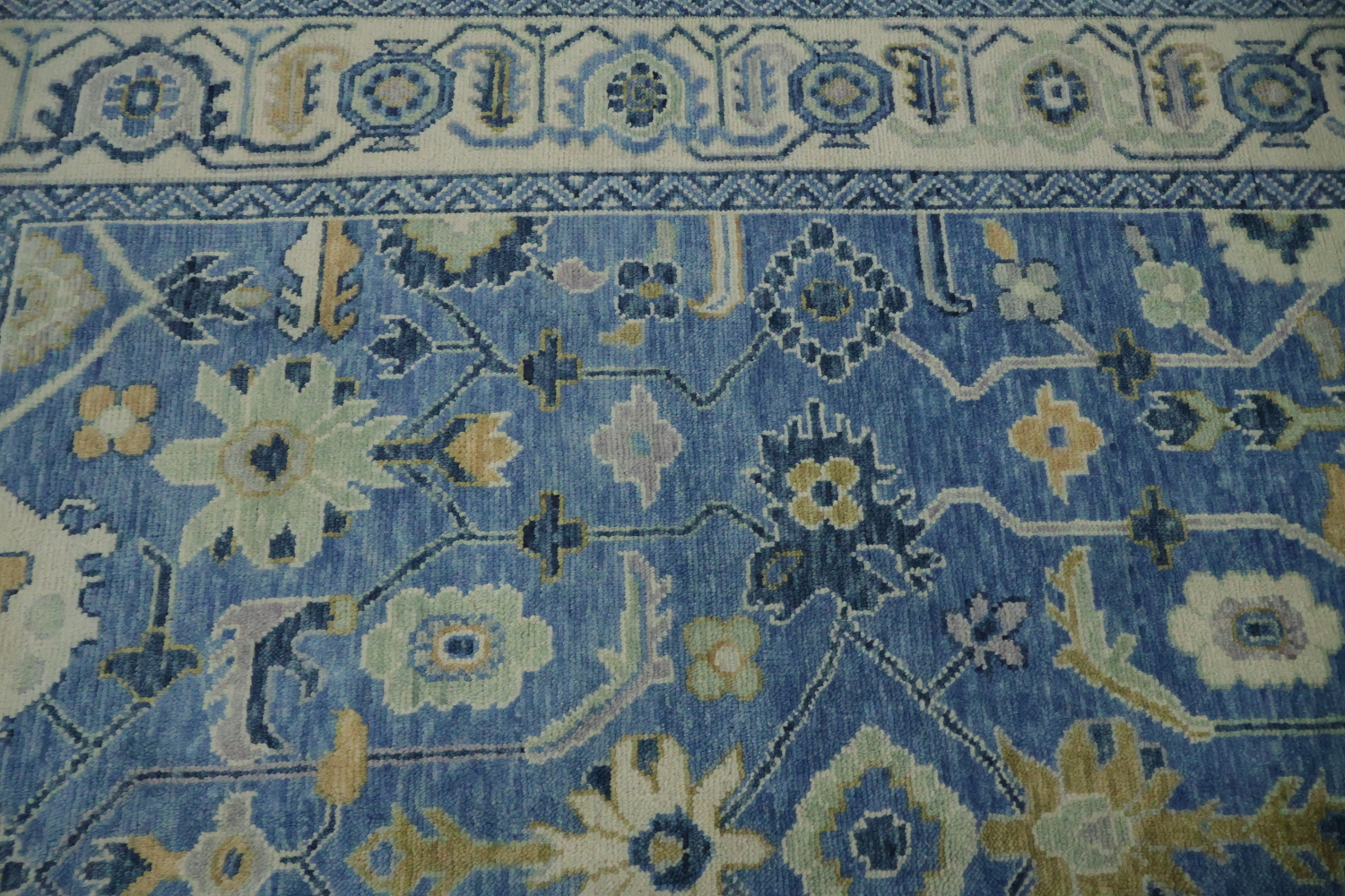 Premium 8x10 Blue Oushak Rug - Hand-Made Wool Traditional Area Rug