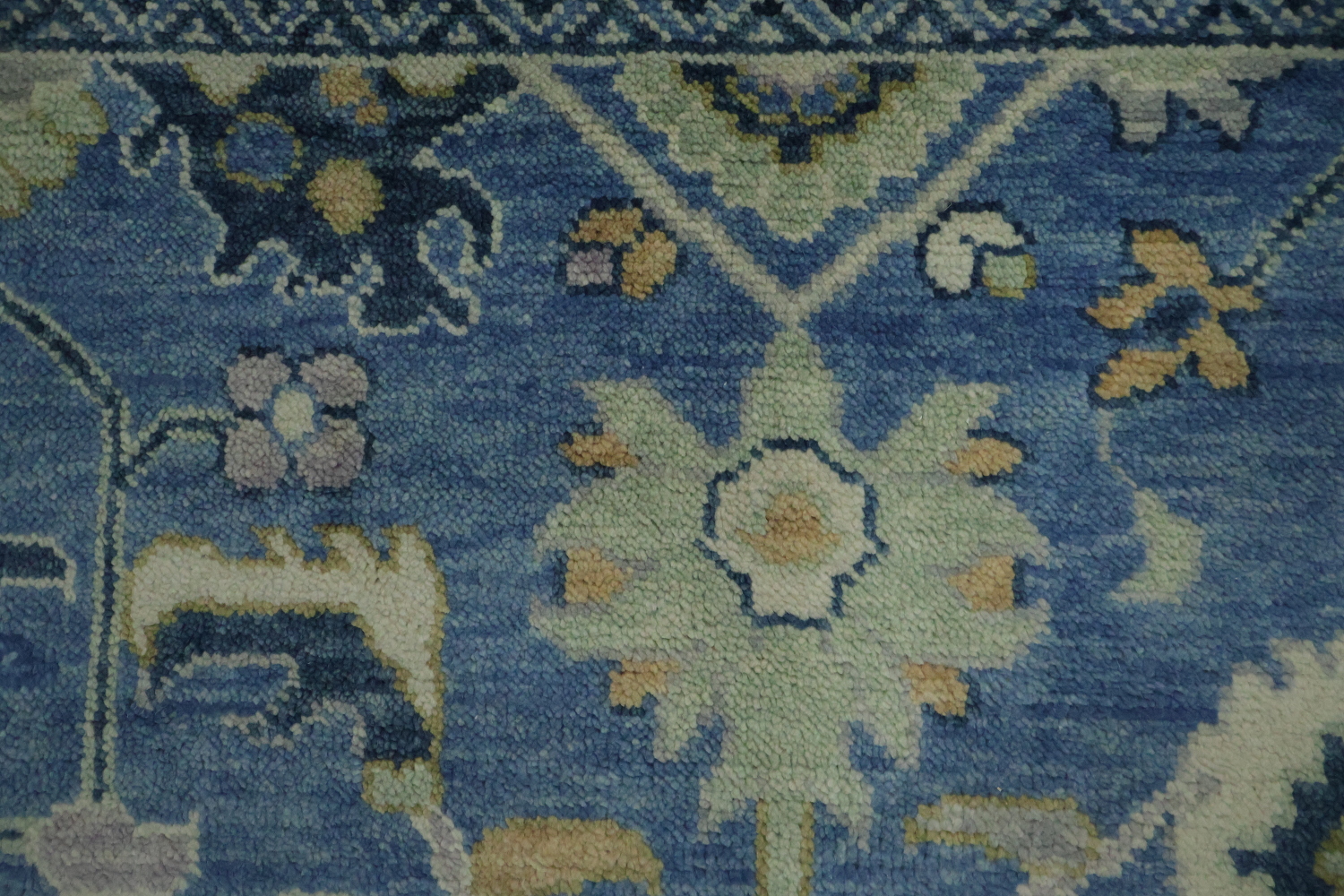 Premium 8x10 Blue Oushak Rug - Hand-Made Wool Traditional Area Rug