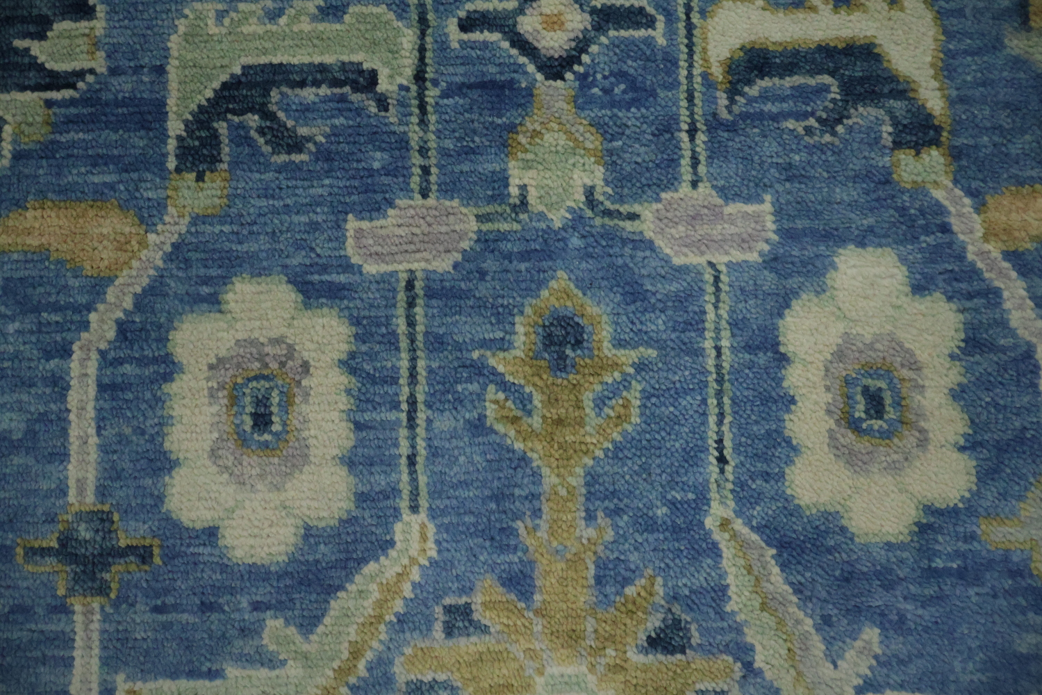 Premium 8x10 Blue Oushak Rug - Hand-Made Wool Traditional Area Rug