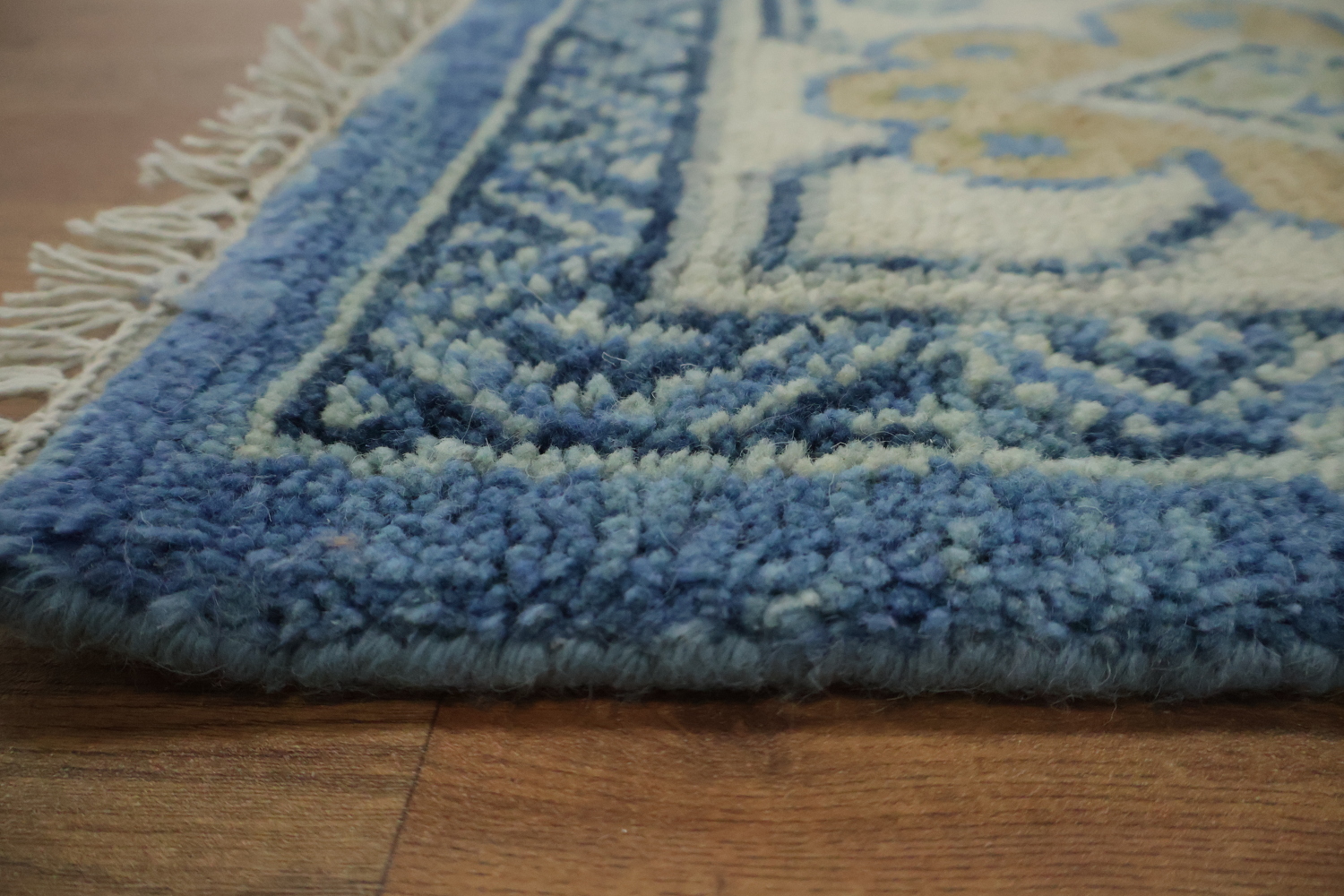 Premium 8x10 Blue Oushak Rug - Hand-Made Wool Traditional Area Rug