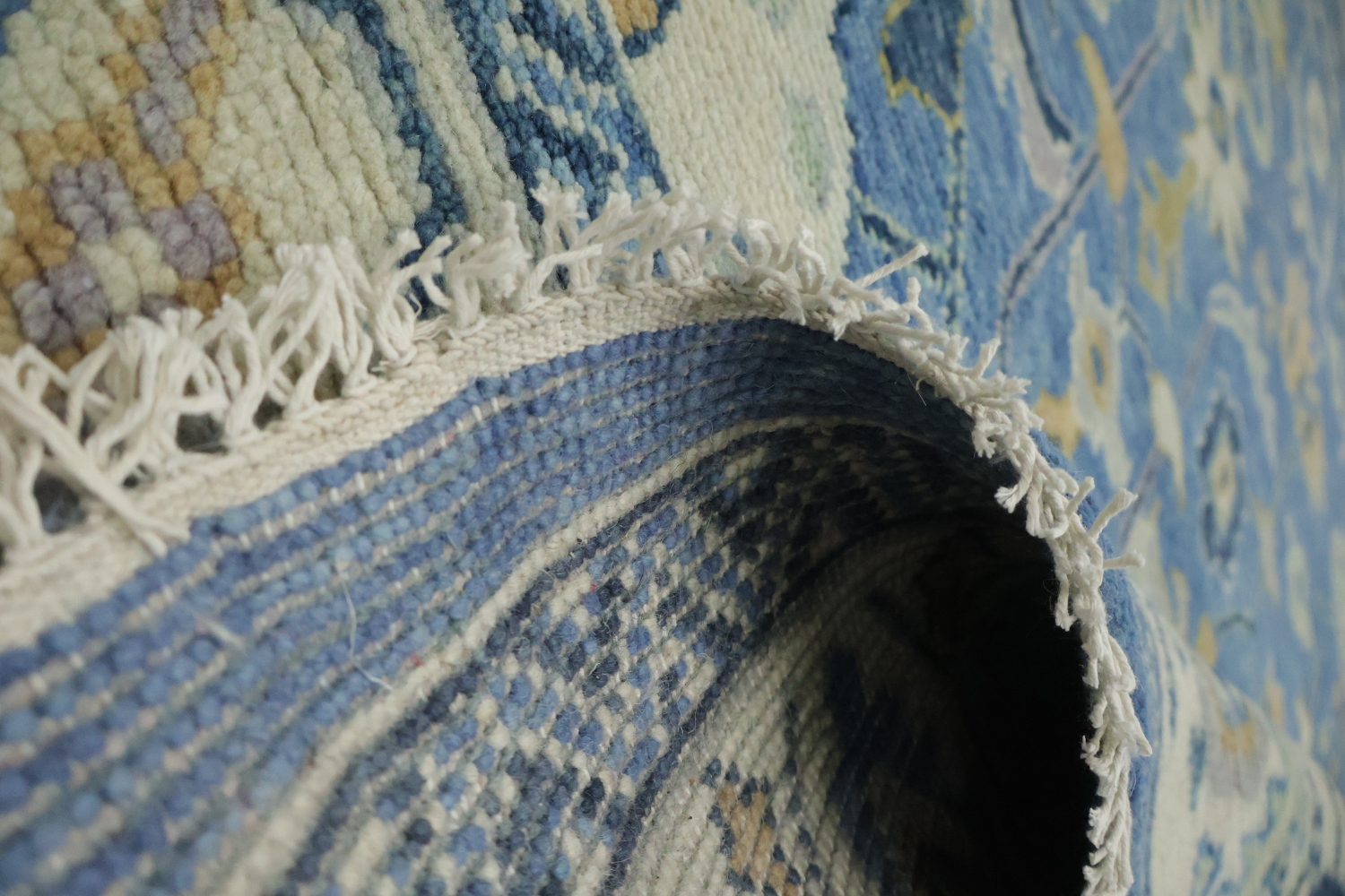 Premium 8x10 Blue Oushak Rug - Hand-Made Wool Traditional Area Rug
