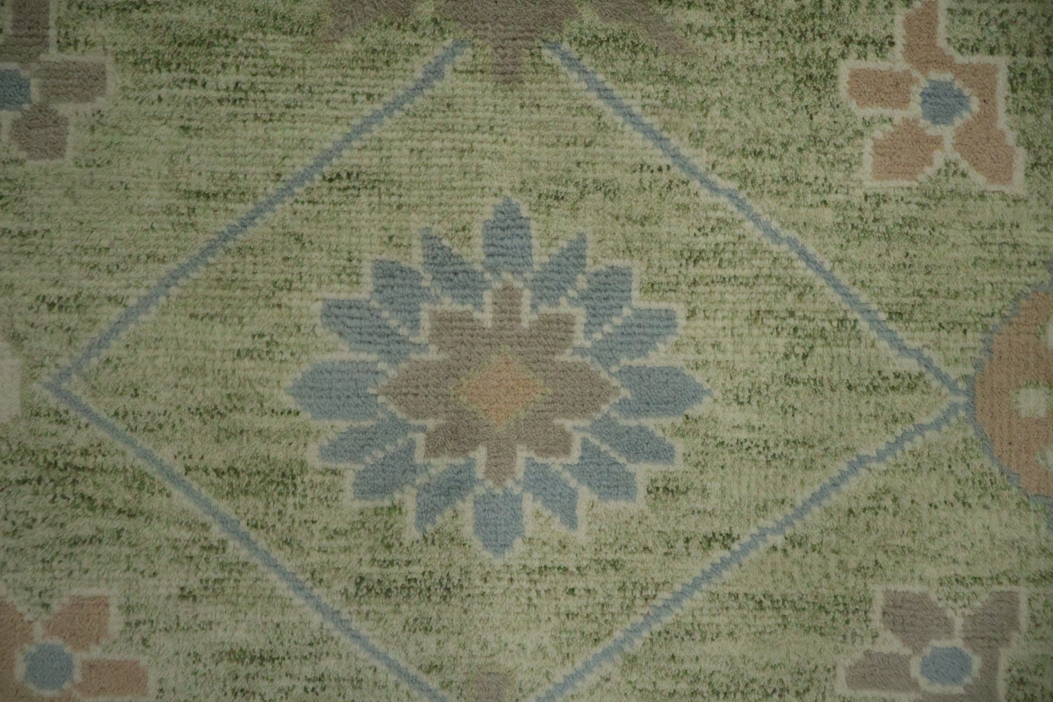 Green Traditional Oushak Hand-Knotted Wool Area Rug - 9x12