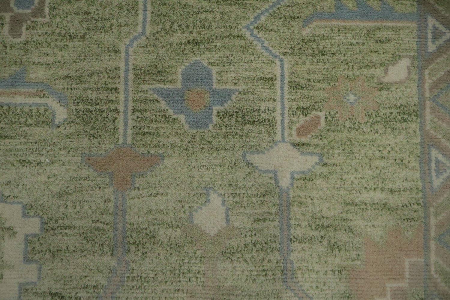 Green Traditional Oushak Hand-Knotted Wool Area Rug - 9x12