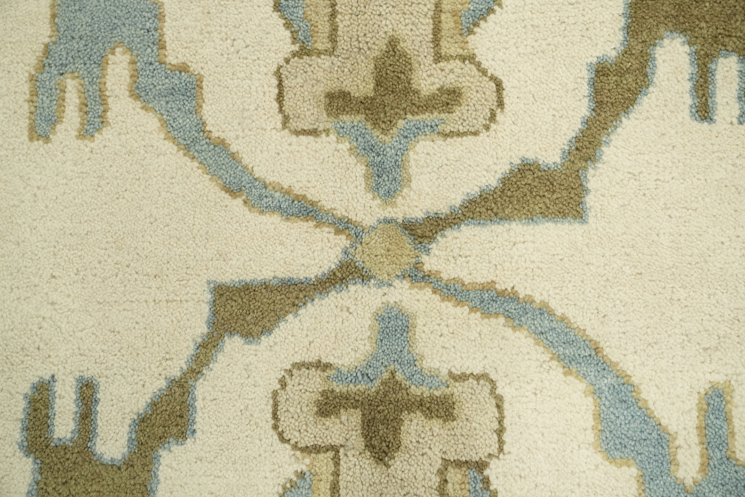 Intricate Beige and Blue Rug with Exquisite Floral Motifs 9x12 ft