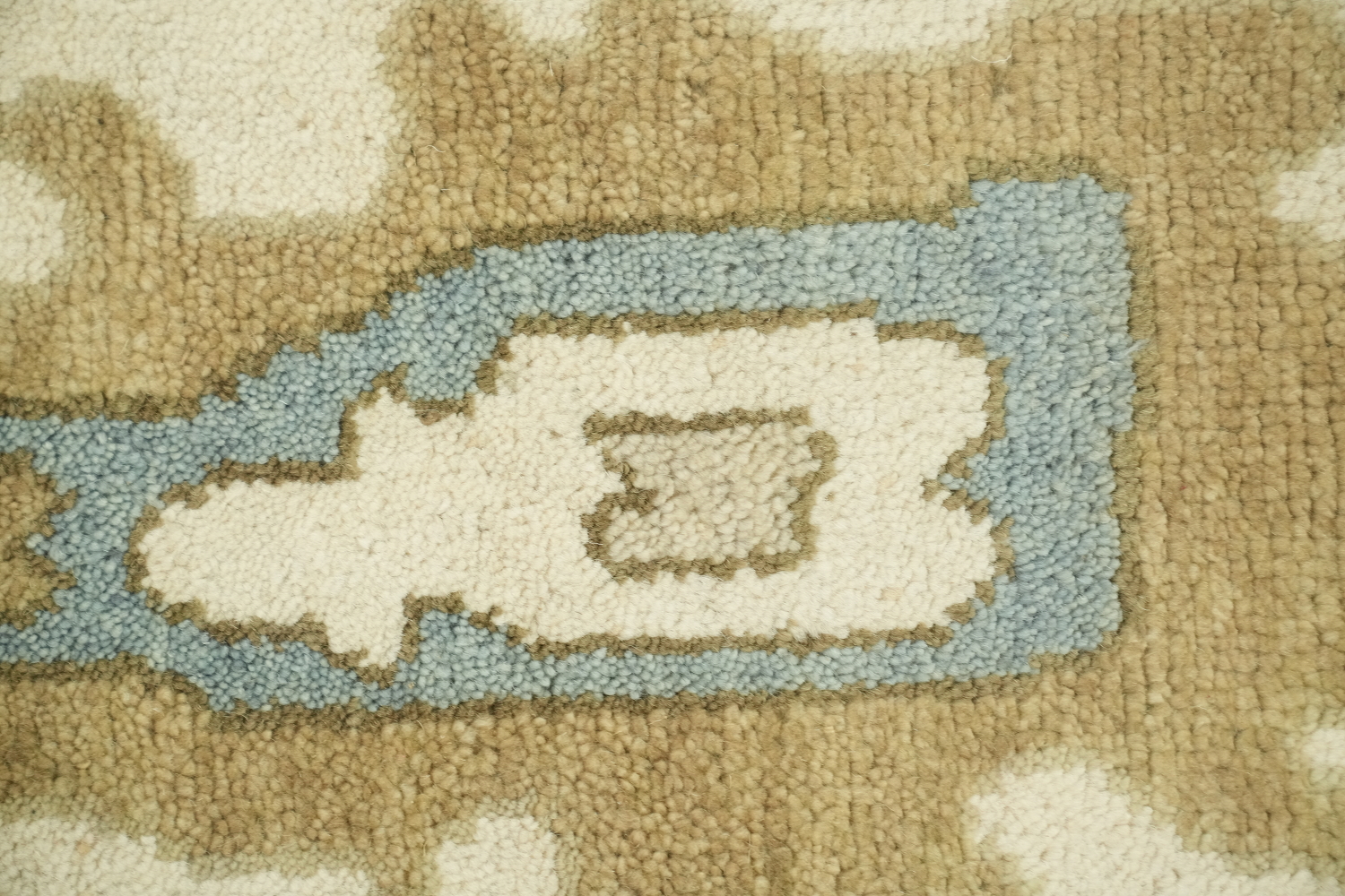 Intricate Beige and Blue Rug with Exquisite Floral Motifs 9x12 ft