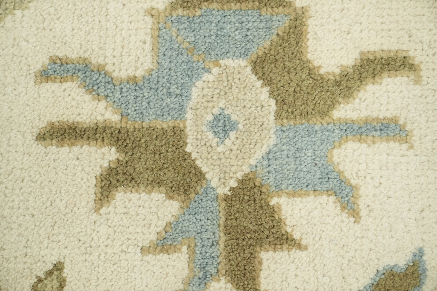 Intricate Beige and Blue Rug with Exquisite Floral Motifs 9x12 ft