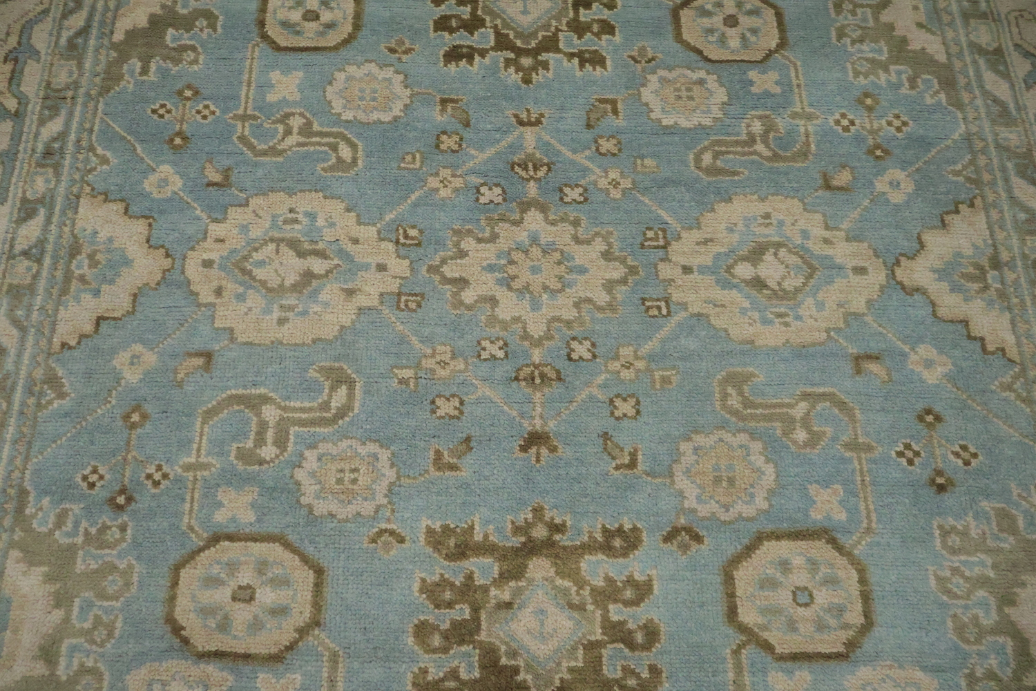 All-Over Blue and Beige Oushak Hand Made Area Rug 8x10
