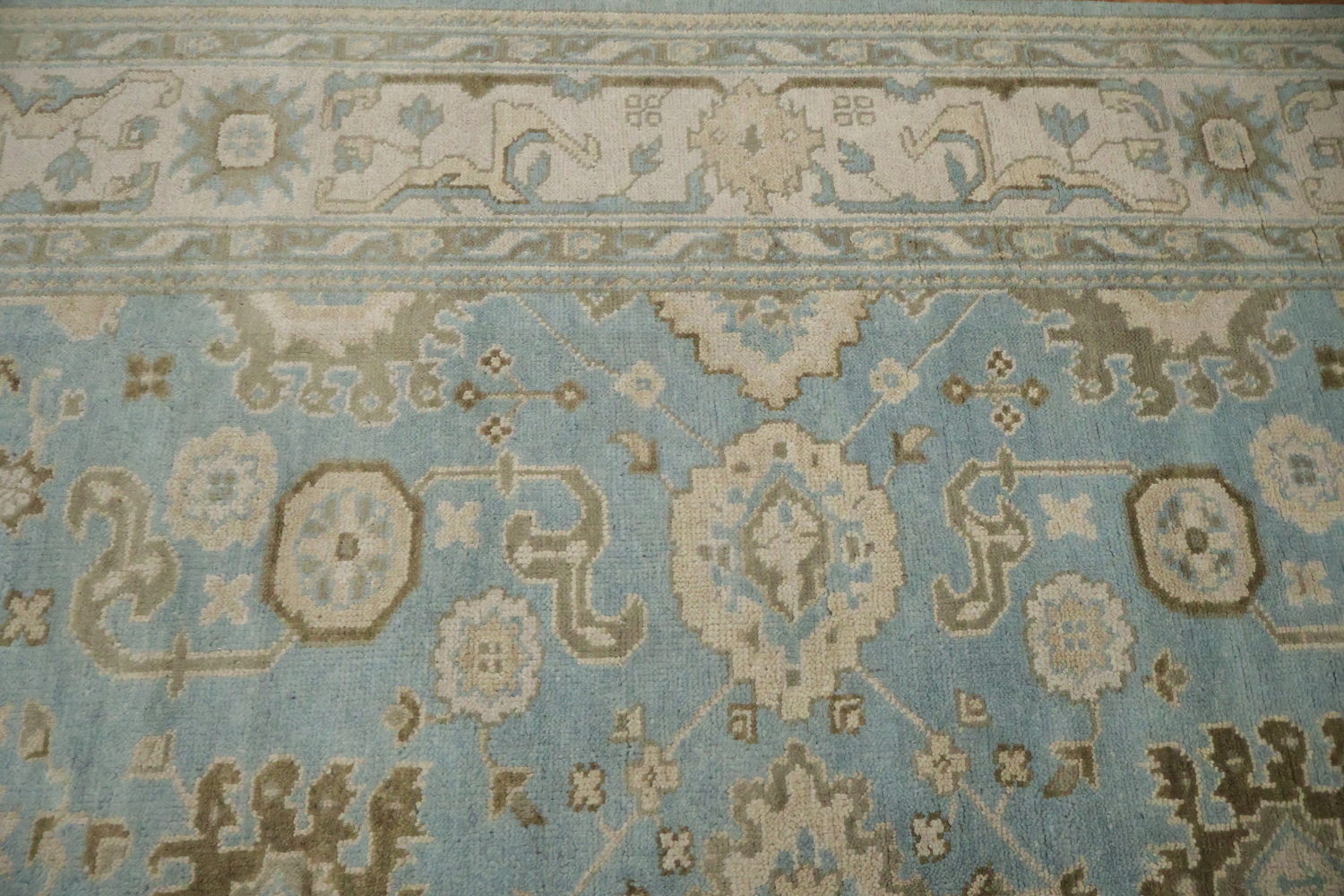 All-Over Blue and Beige Oushak Hand Made Area Rug 8x10