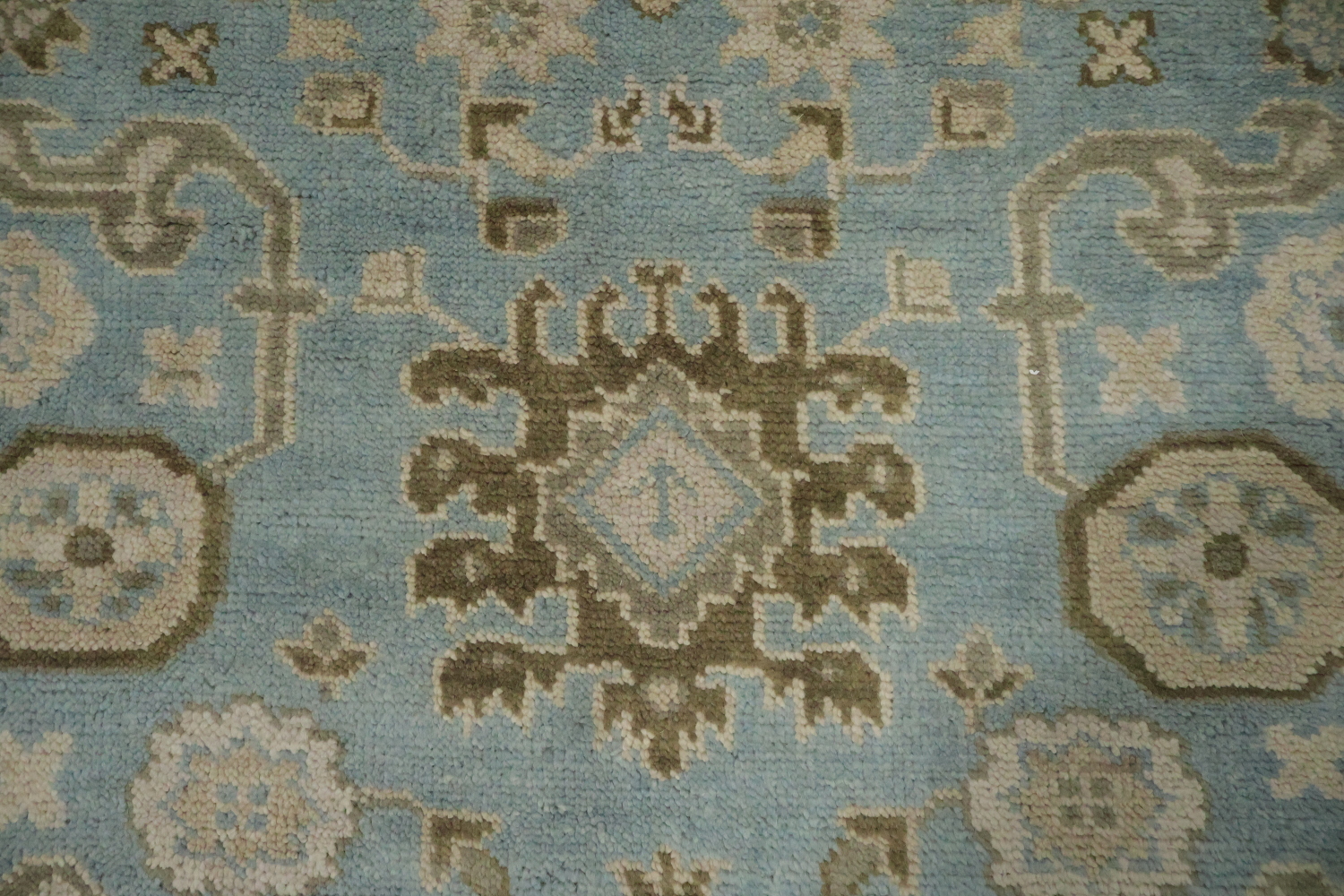 All-Over Blue and Beige Oushak Hand Made Area Rug 8x10
