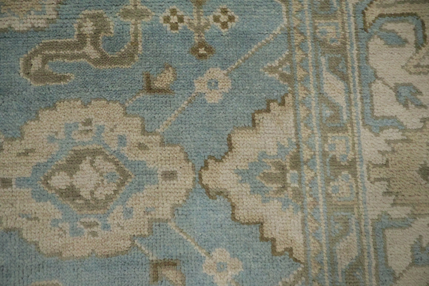 All-Over Blue and Beige Oushak Hand Made Area Rug 8x10
