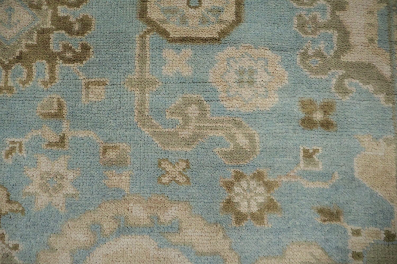 All-Over Blue and Beige Oushak Hand Made Area Rug 8x10
