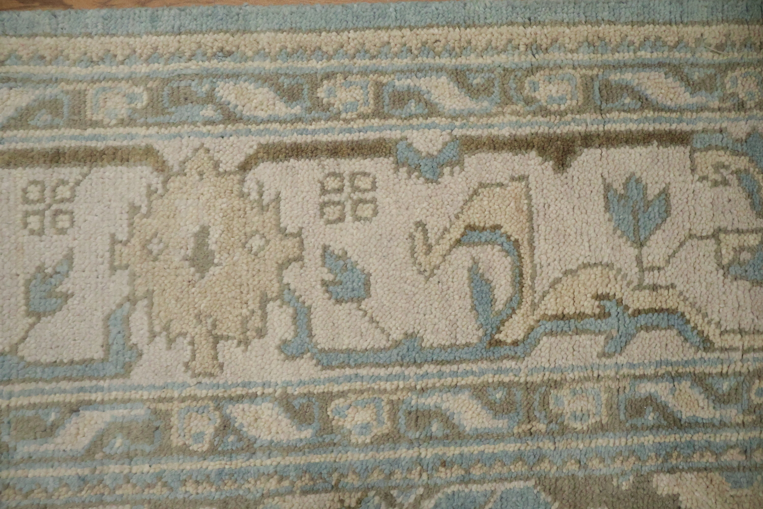 All-Over Blue and Beige Oushak Hand Made Area Rug 8x10