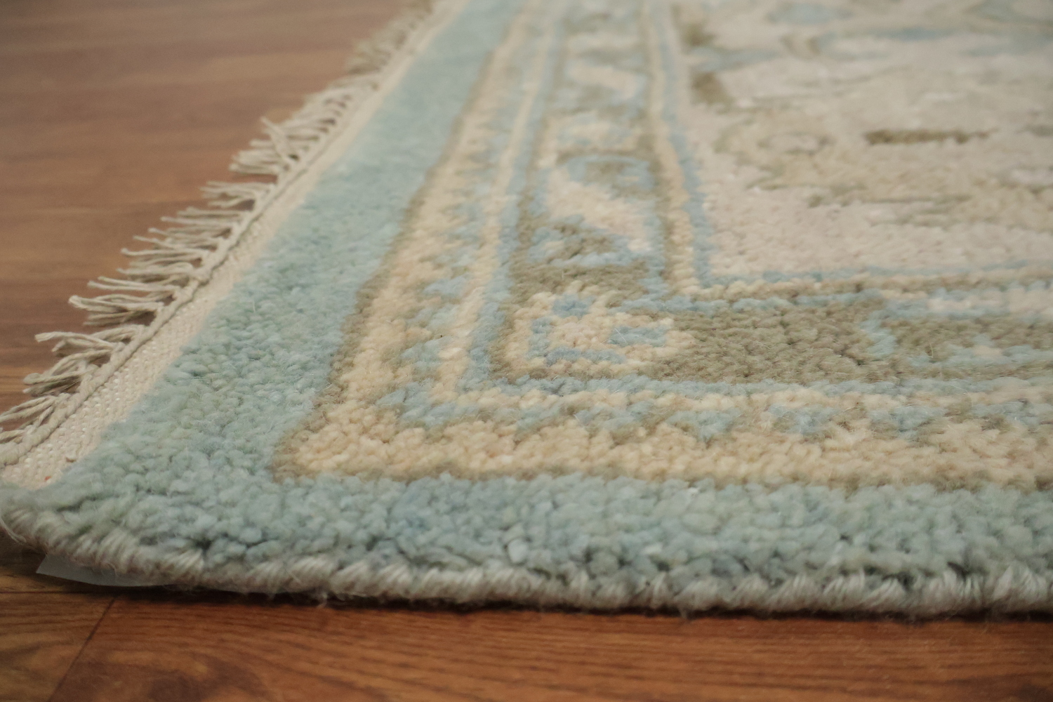 All-Over Blue and Beige Oushak Hand Made Area Rug 8x10