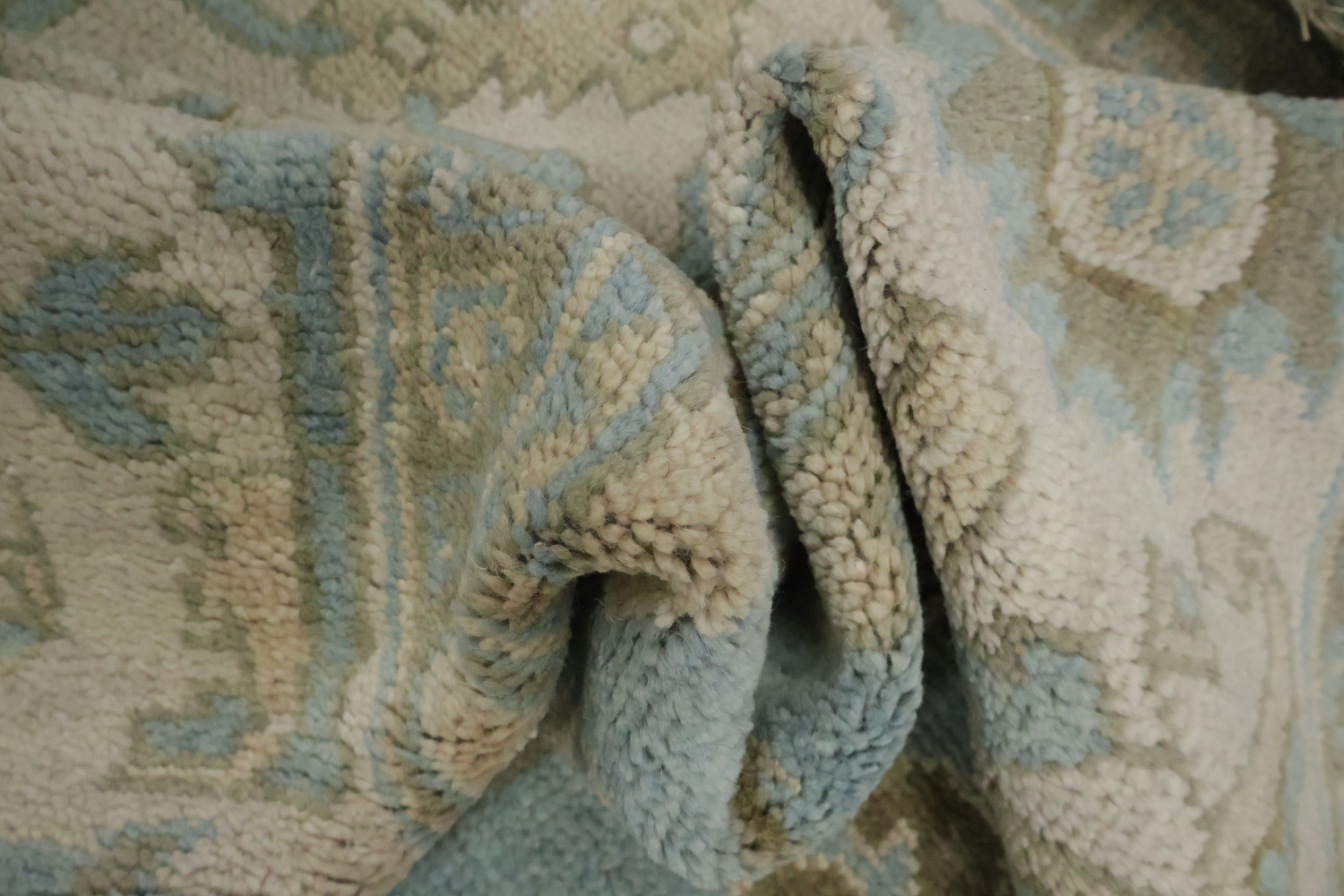 All-Over Blue and Beige Oushak Hand Made Area Rug 8x10