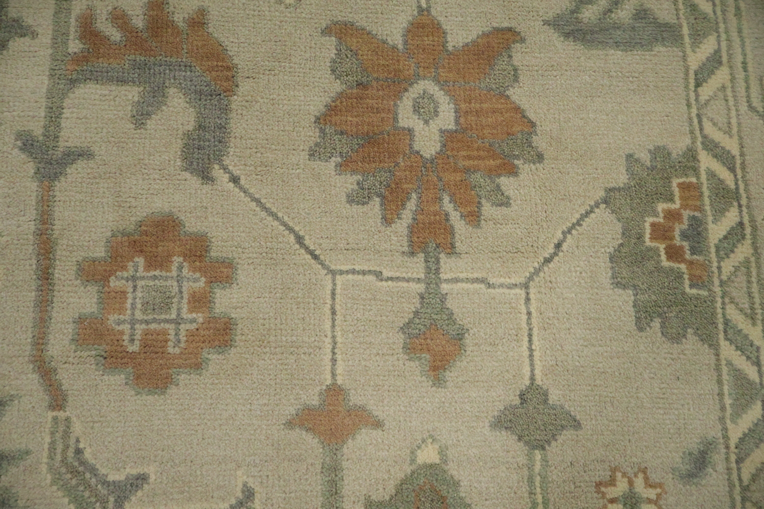 Traditional Earth-Tone Beige Oushak Wool Area Rug 8x10