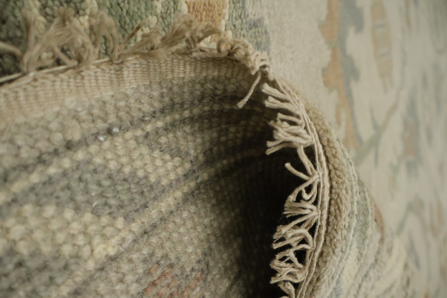 Traditional Earth-Tone Beige Oushak Wool Area Rug 8x10