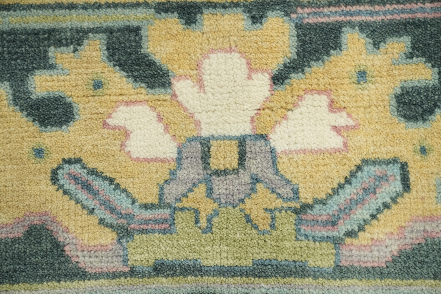 Exquisite Oushak Wool Rug in soft pastels and bold ornamental designs 8x10 ft