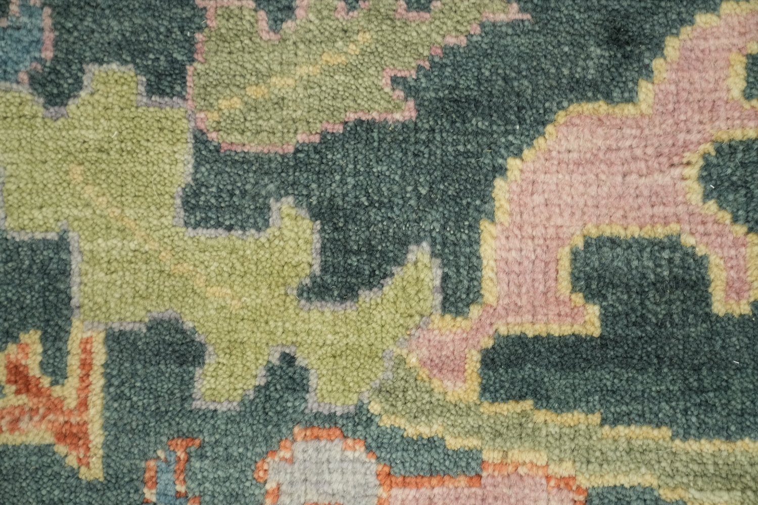 Exquisite Oushak Wool Rug in soft pastels and bold ornamental designs 8x10 ft