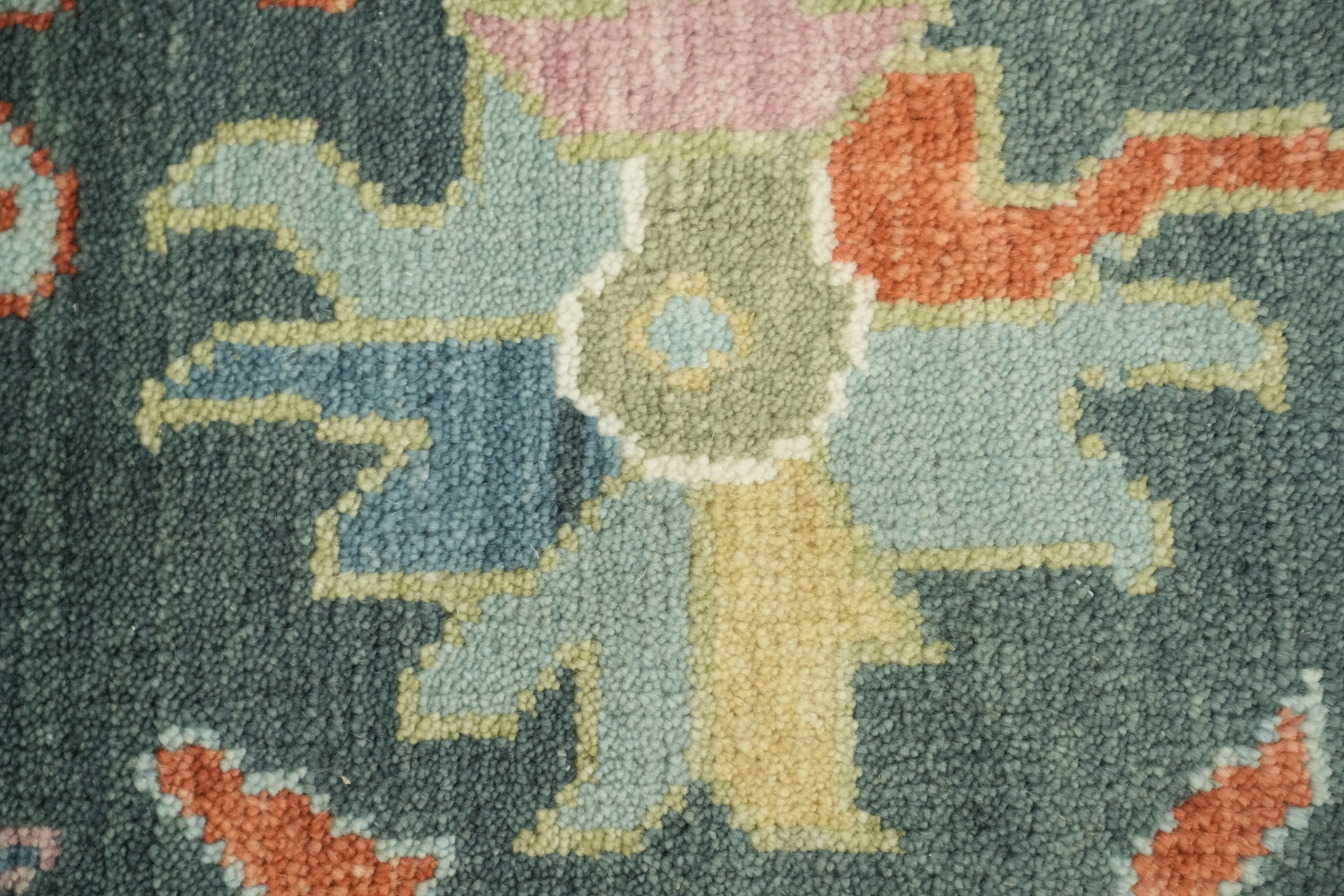 Exquisite Oushak Wool Rug in soft pastels and bold ornamental designs 8x10 ft
