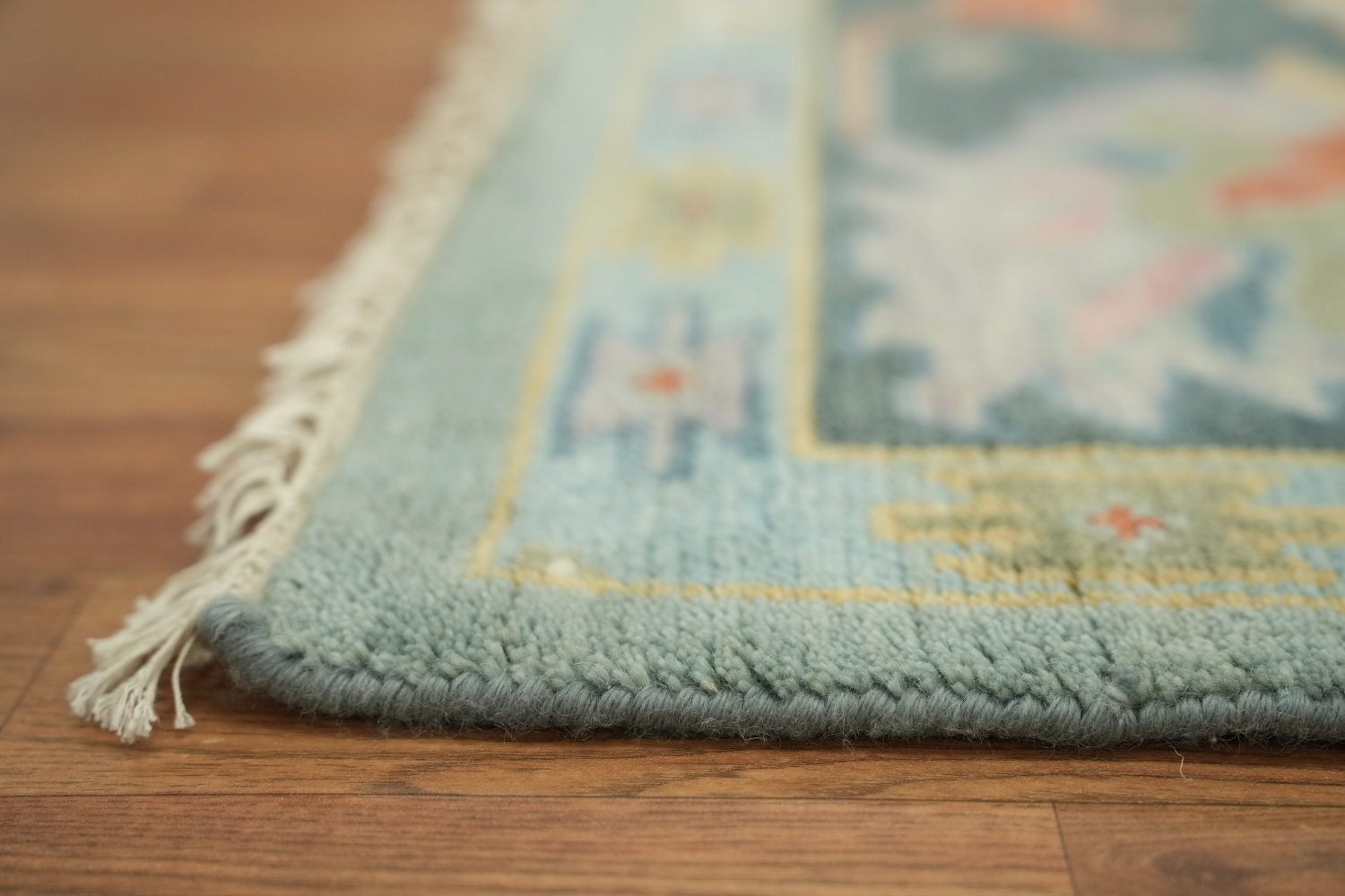 Exquisite Oushak Wool Rug in soft pastels and bold ornamental designs 8x10 ft