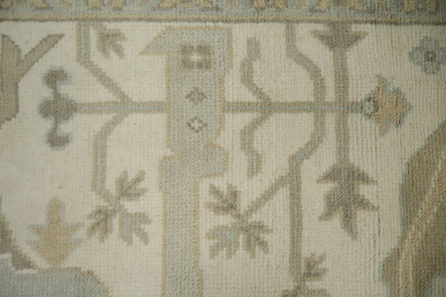 Traditional Geometric Beige Oushak Hand Made Area Rug 9x12