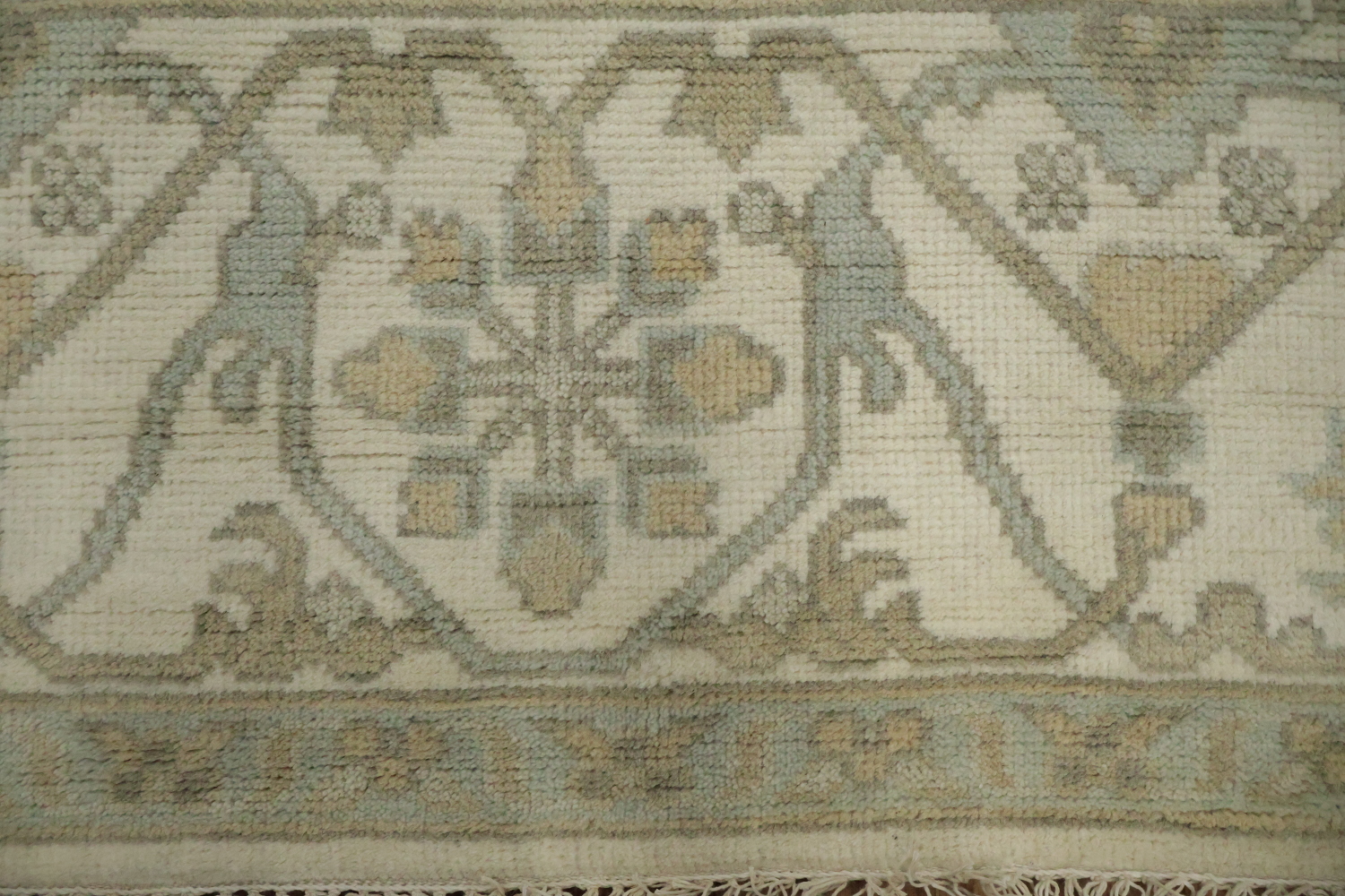 Traditional Geometric Beige Oushak Hand Made Area Rug 9x12