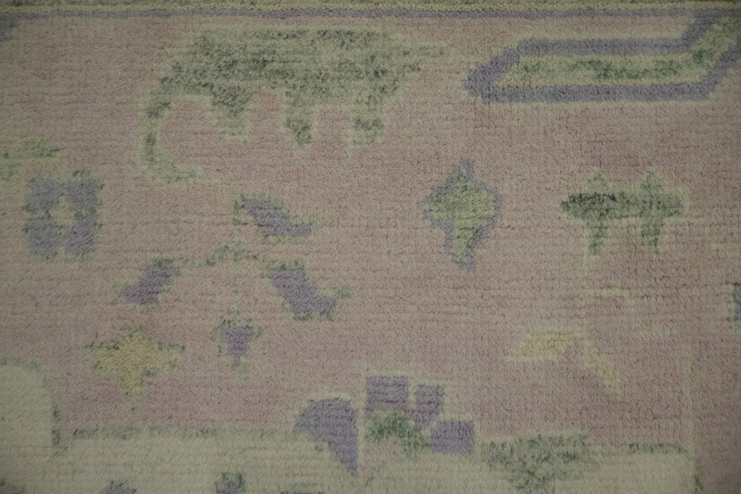 Soft Pink Hand-Knotted Wool Oushak Living Room Rug 9' x 12'