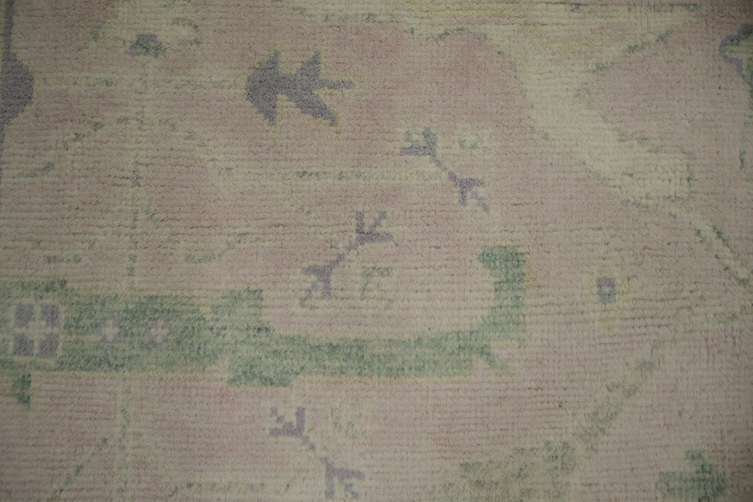 Soft Pink Hand-Knotted Wool Oushak Living Room Rug 9' x 12'