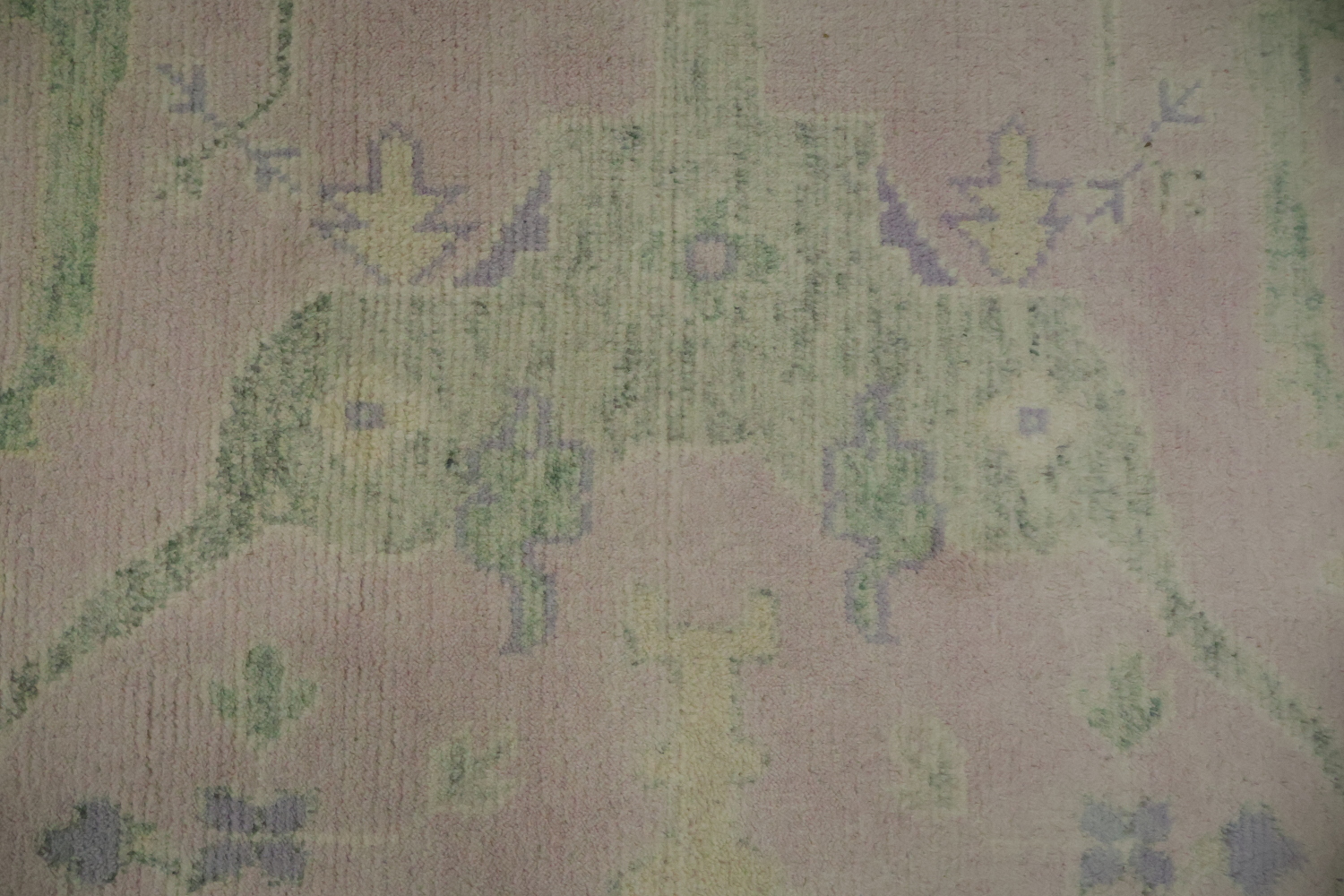Soft Pink Hand-Knotted Wool Oushak Living Room Rug 9' x 12'
