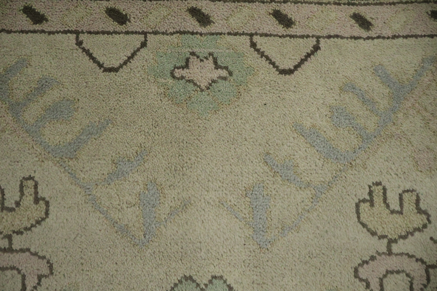 Light Green Traditional Oushak Geometric Wool Area Rug 9x12