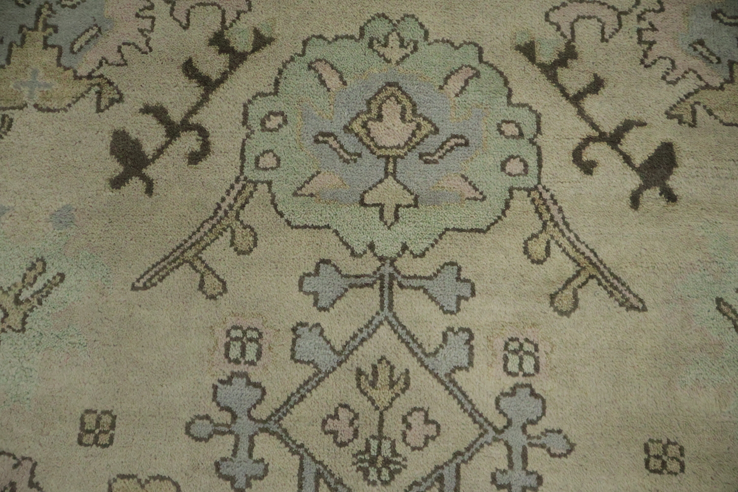 Light Green Traditional Oushak Geometric Wool Area Rug 9x12