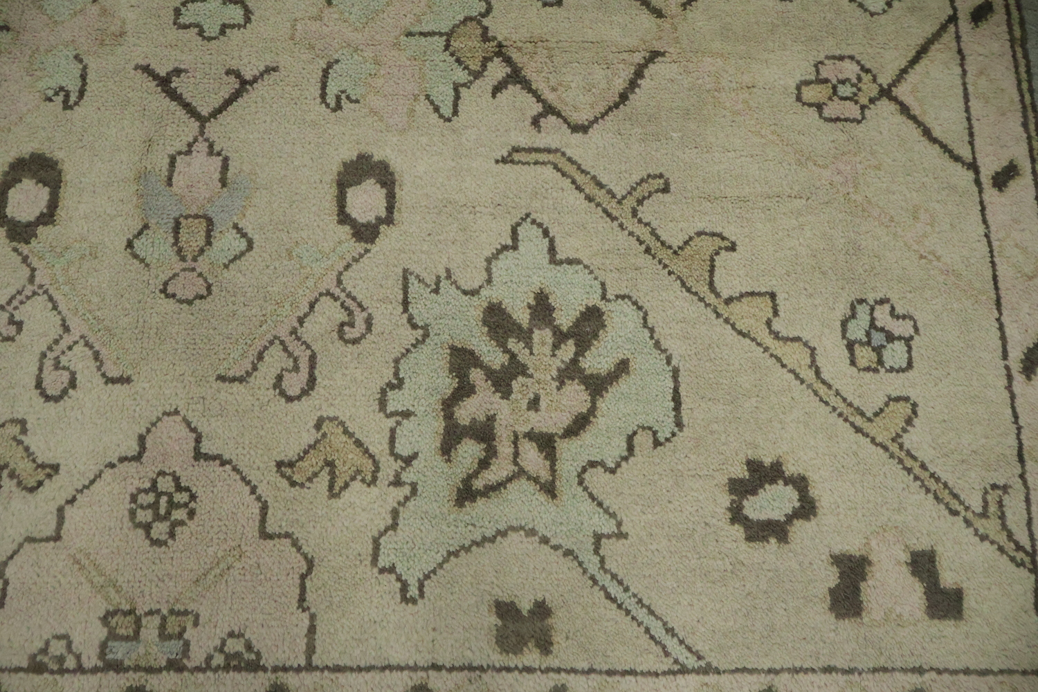 Light Green Traditional Oushak Geometric Wool Area Rug 9x12