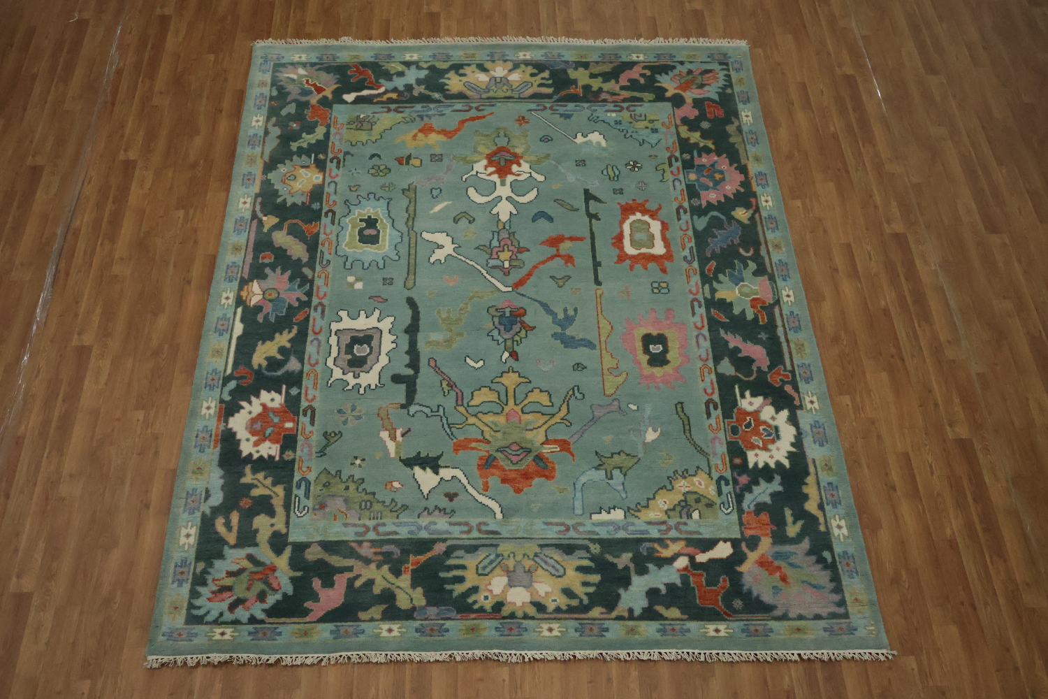 Pastel Hues and Classic Patterns Oushak Blue Living Room Rug 8x10 ft