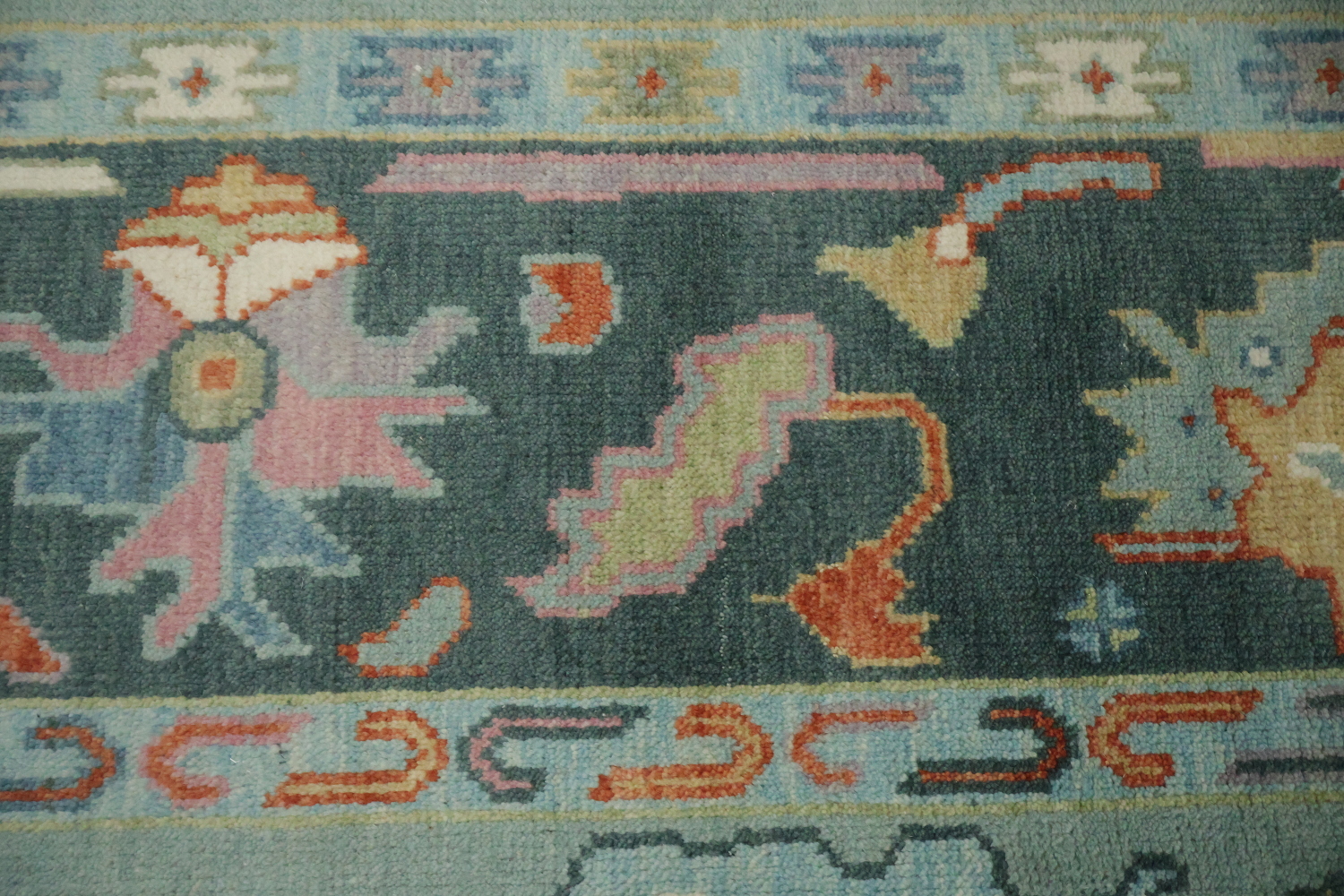 Pastel Hues and Classic Patterns Oushak Blue Living Room Rug 8x10 ft