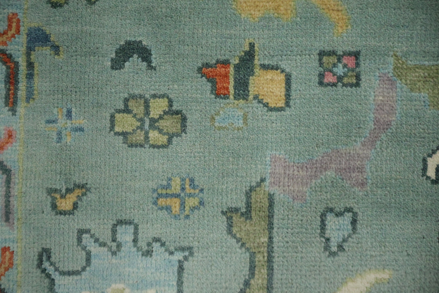 Pastel Hues and Classic Patterns Oushak Blue Living Room Rug 8x10 ft