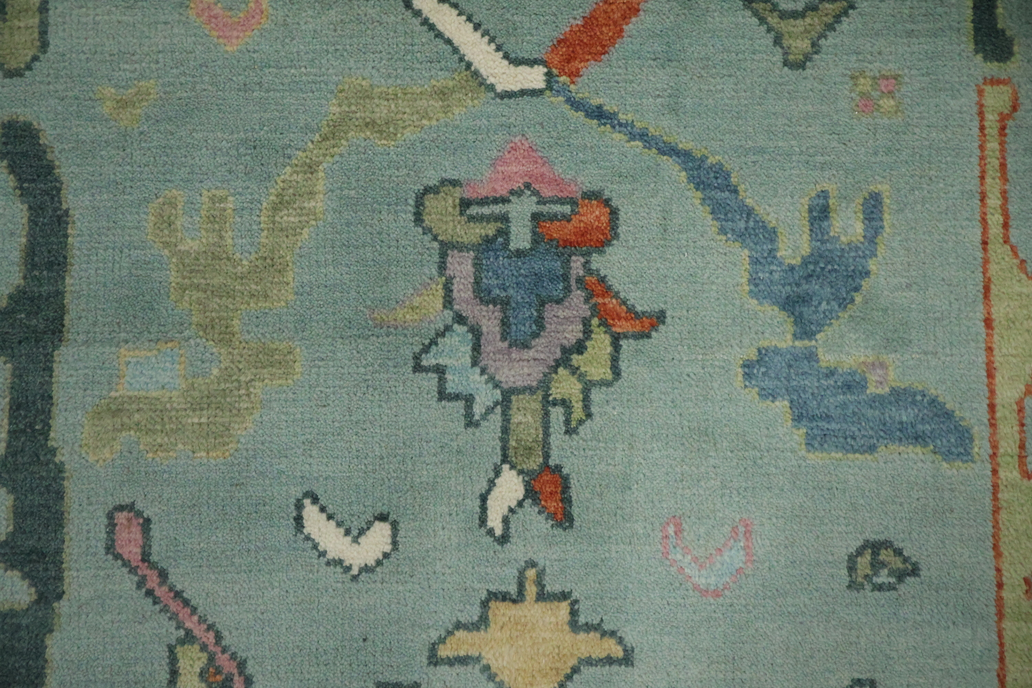 Pastel Hues and Classic Patterns Oushak Blue Living Room Rug 8x10 ft