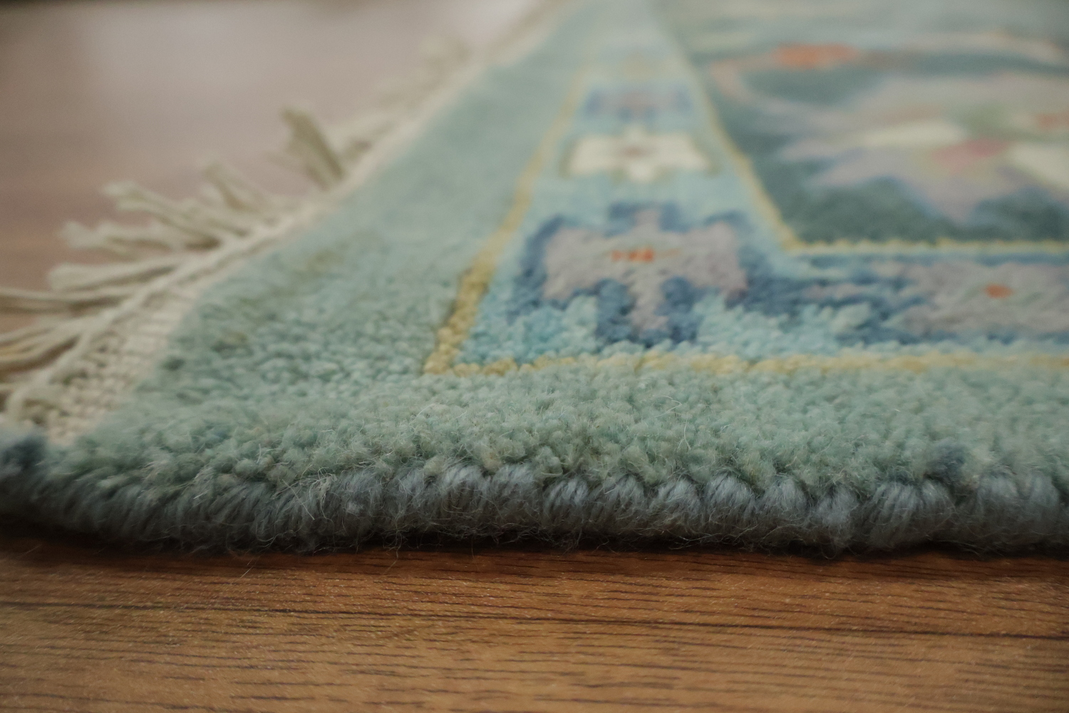 Pastel Hues and Classic Patterns Oushak Blue Living Room Rug 8x10 ft