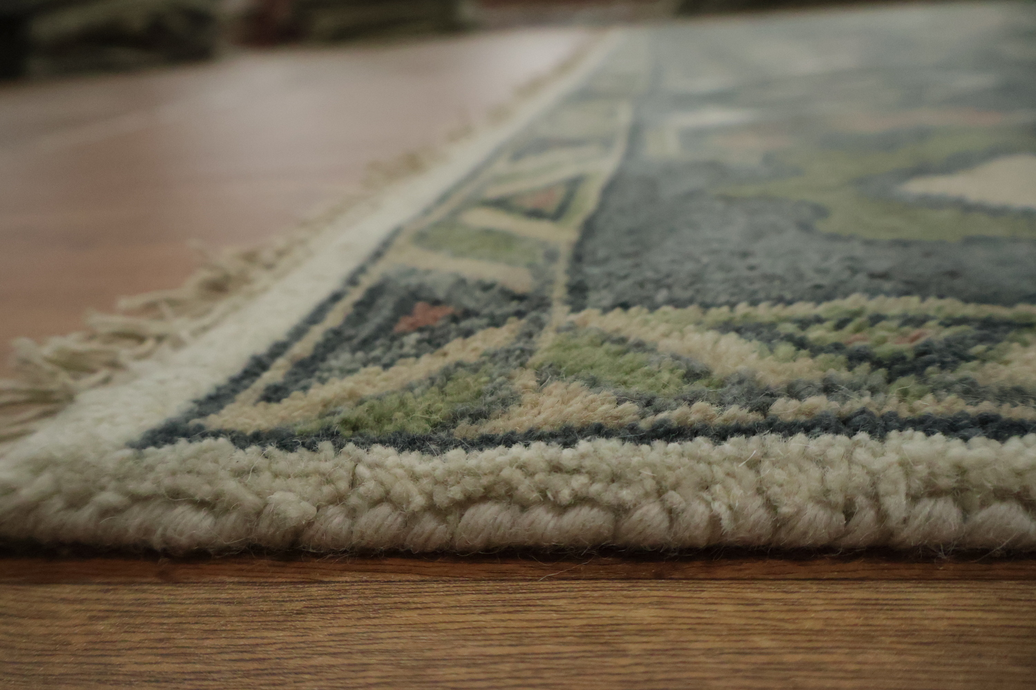Traditional 9x12 Oushak Hand-Knotted Wool Area Rug - Ivory/Green
