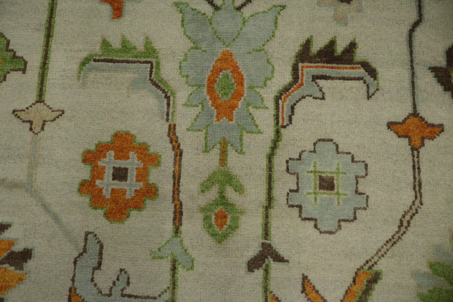 9' x 12' Traditional Oushak Rug - Hand-Knotted Wool - Sage Green & Earthy Tones