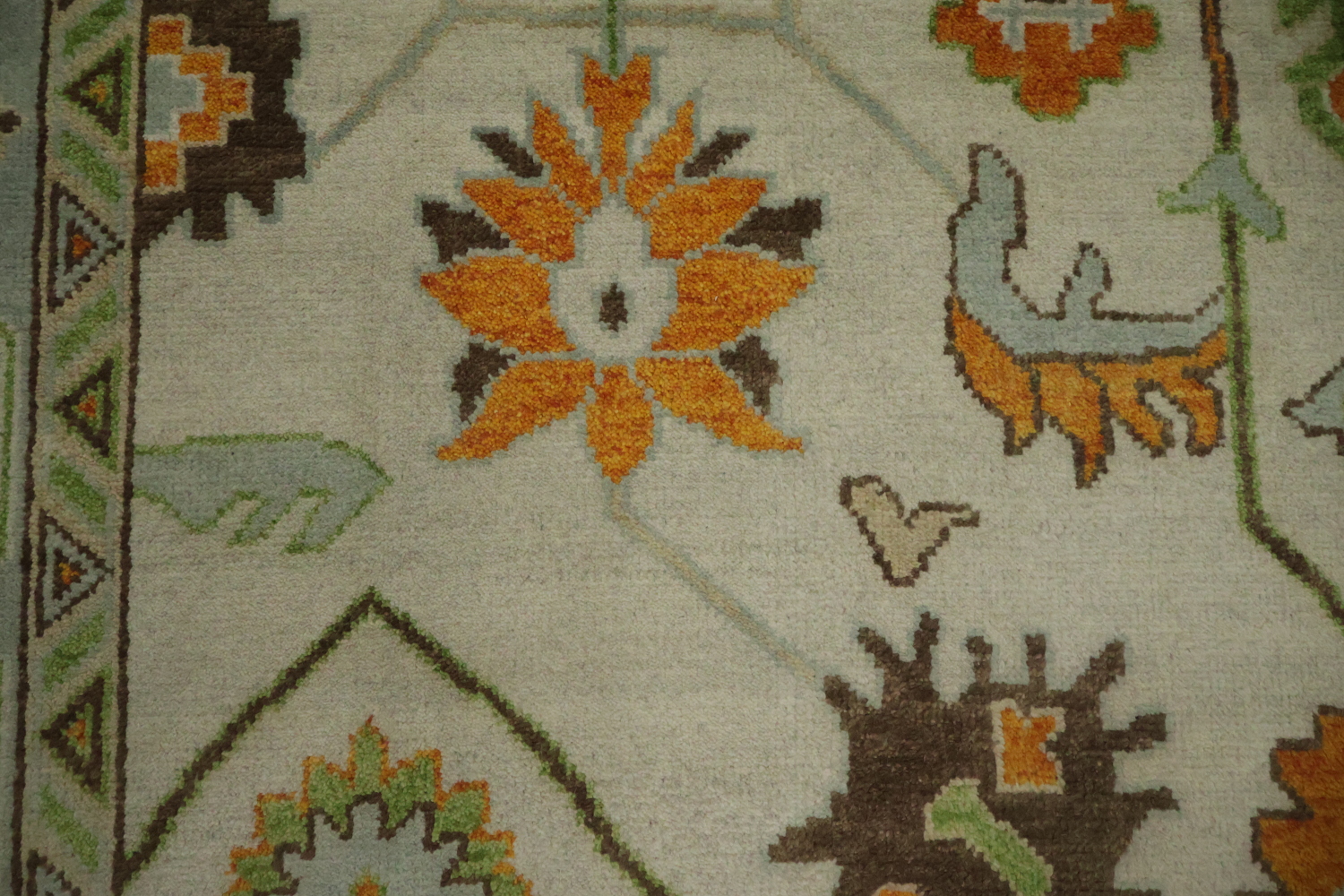 9' x 12' Traditional Oushak Rug - Hand-Knotted Wool - Sage Green & Earthy Tones