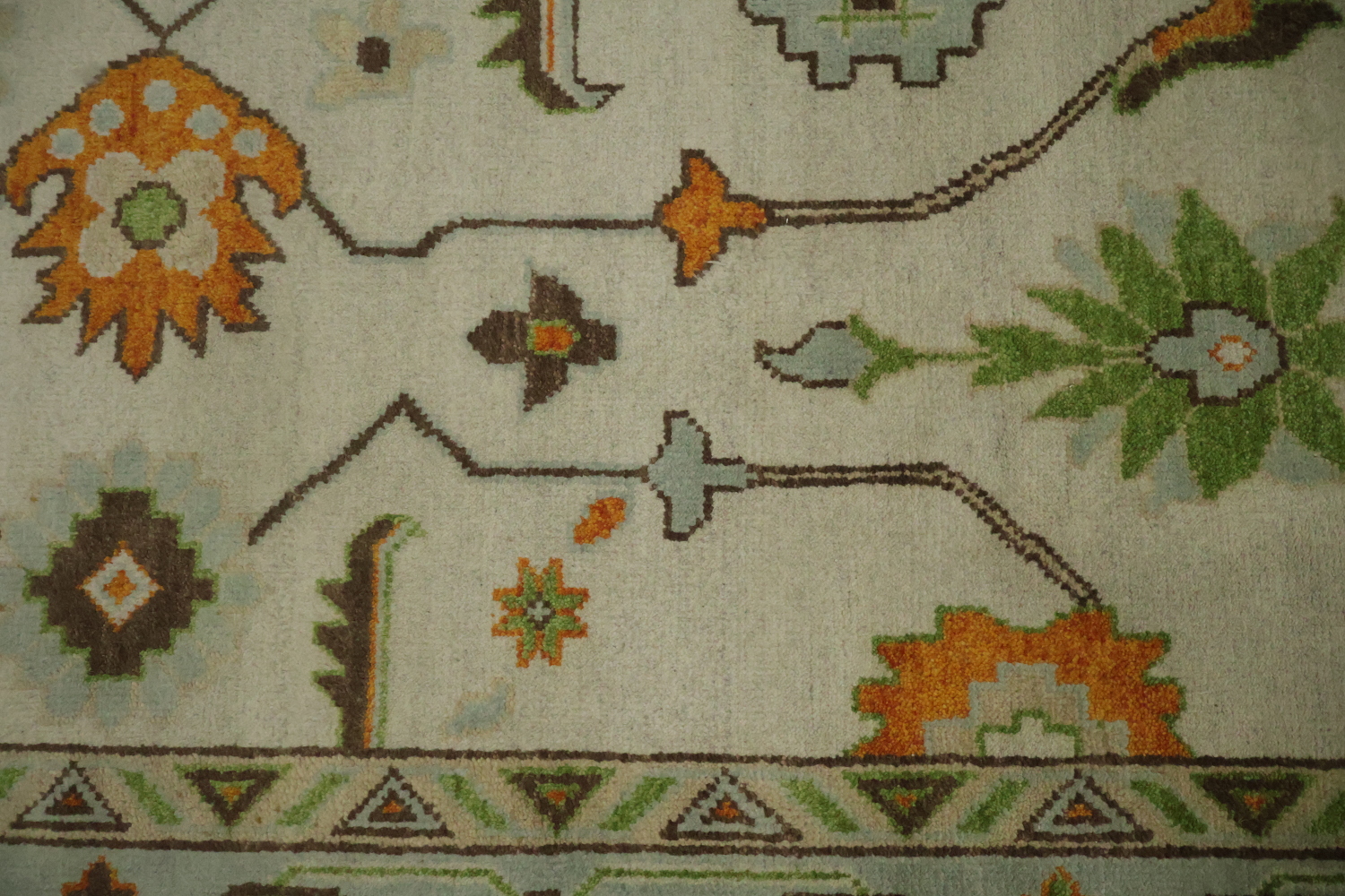 9' x 12' Traditional Oushak Rug - Hand-Knotted Wool - Sage Green & Earthy Tones