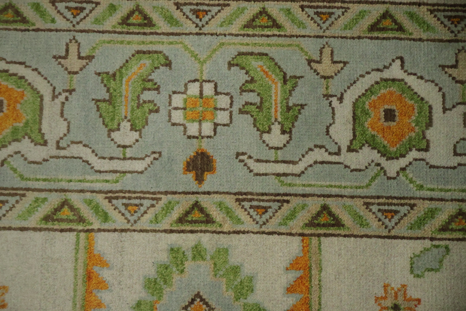 9' x 12' Traditional Oushak Rug - Hand-Knotted Wool - Sage Green & Earthy Tones
