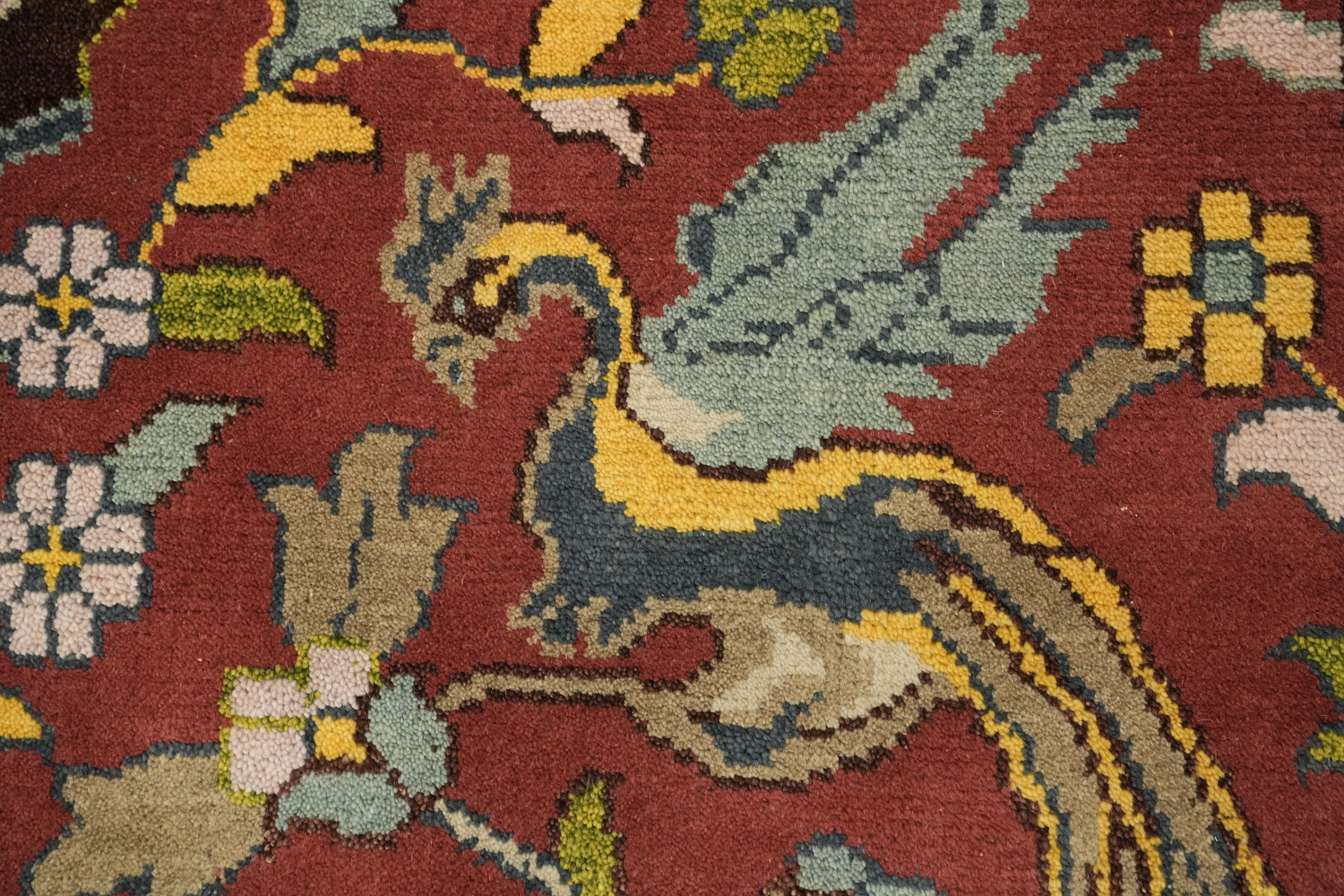 9x12 Traditional Animal Pictorial Oriental Rug - Crimson Red Wool