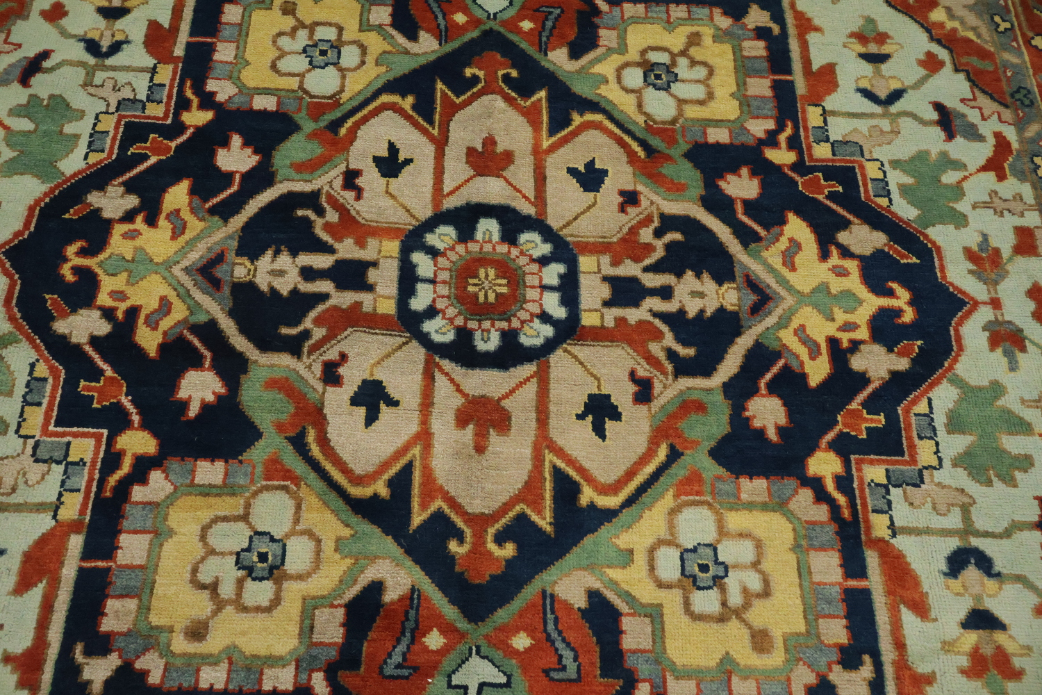 Light Blue and Rust Heriz Serapi Persian Style Large Rug 10'x14'